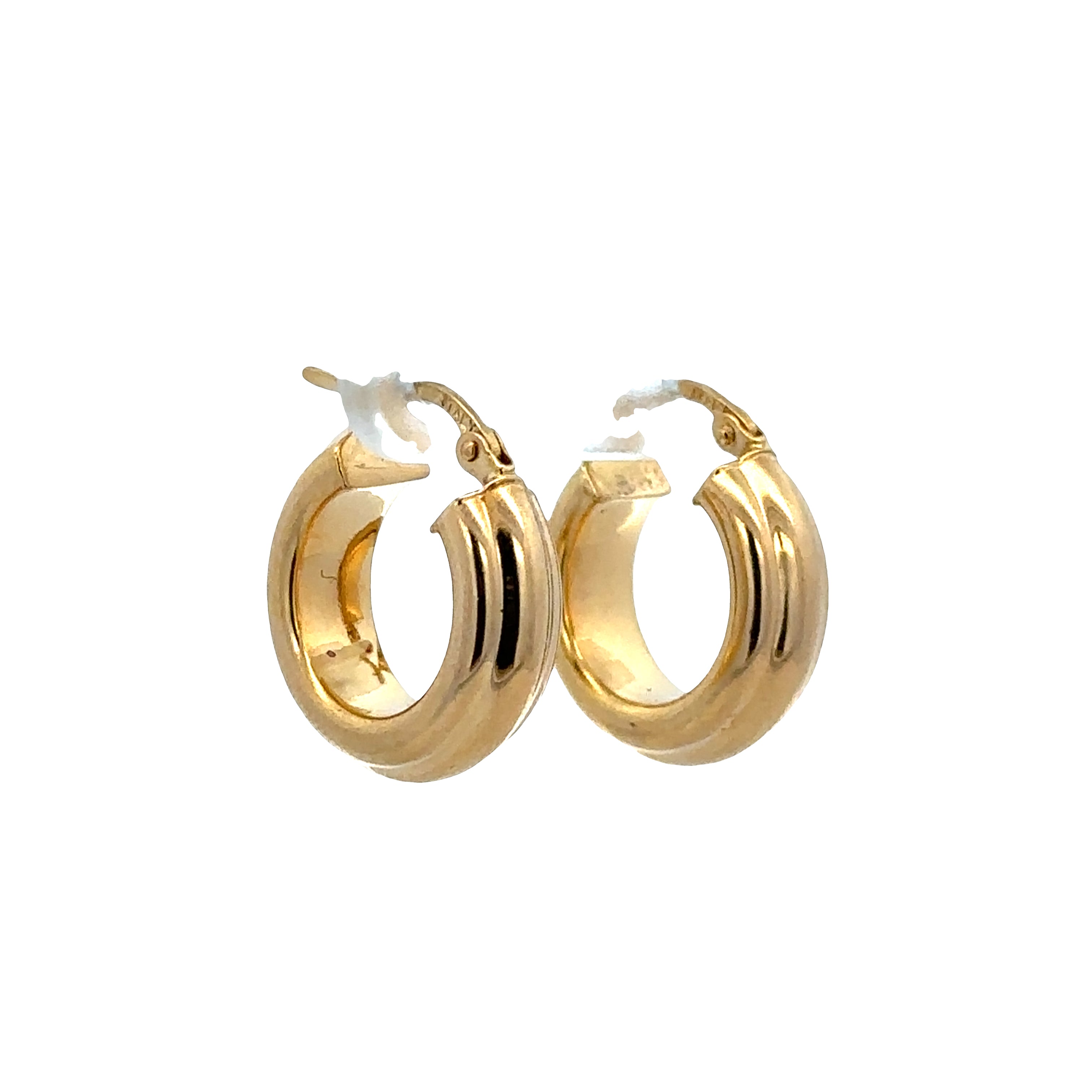 18k Yellow Gold Textured Hoop Earrings – 5/8 Inch