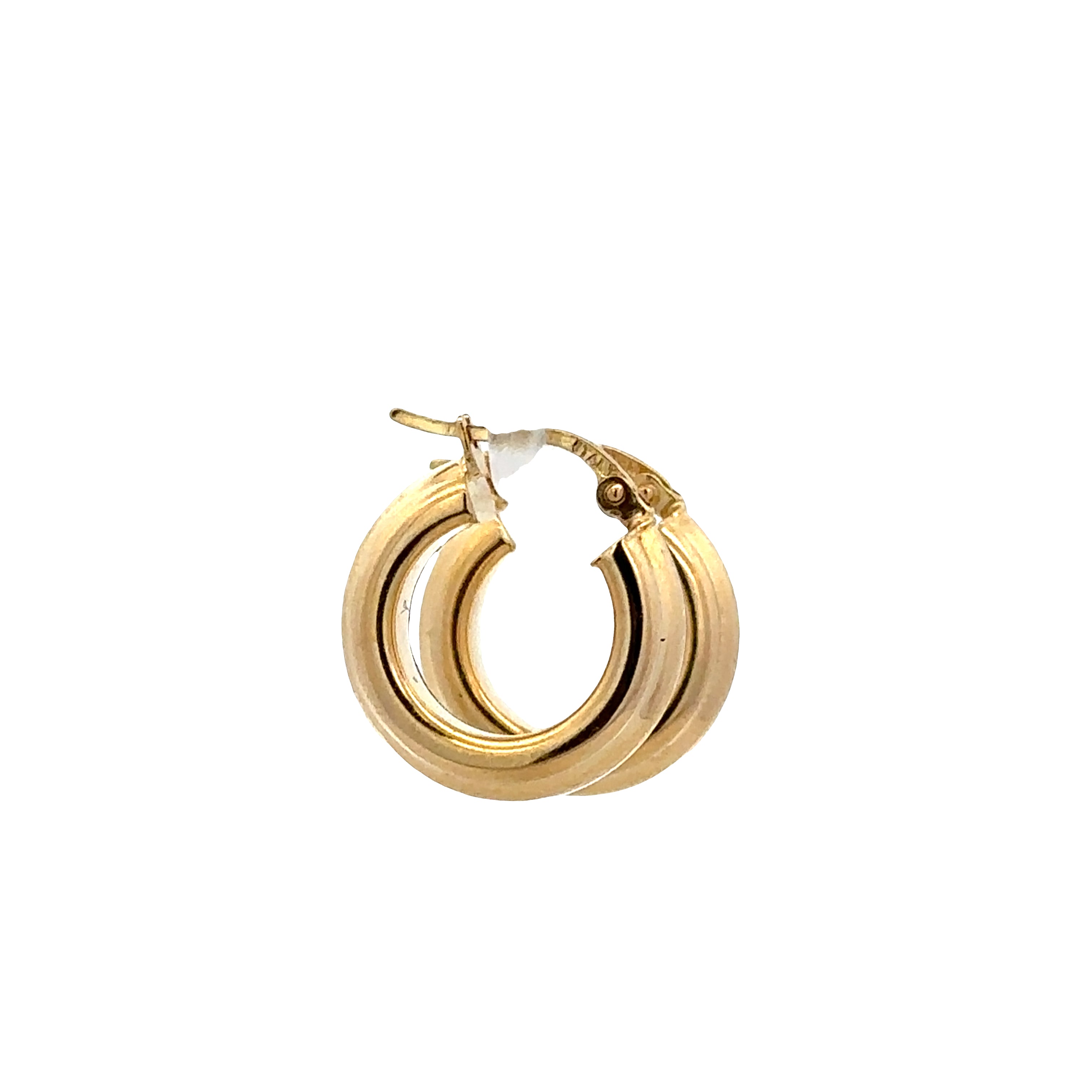 18k Yellow Gold Textured Hoop Earrings – 5/8 Inch