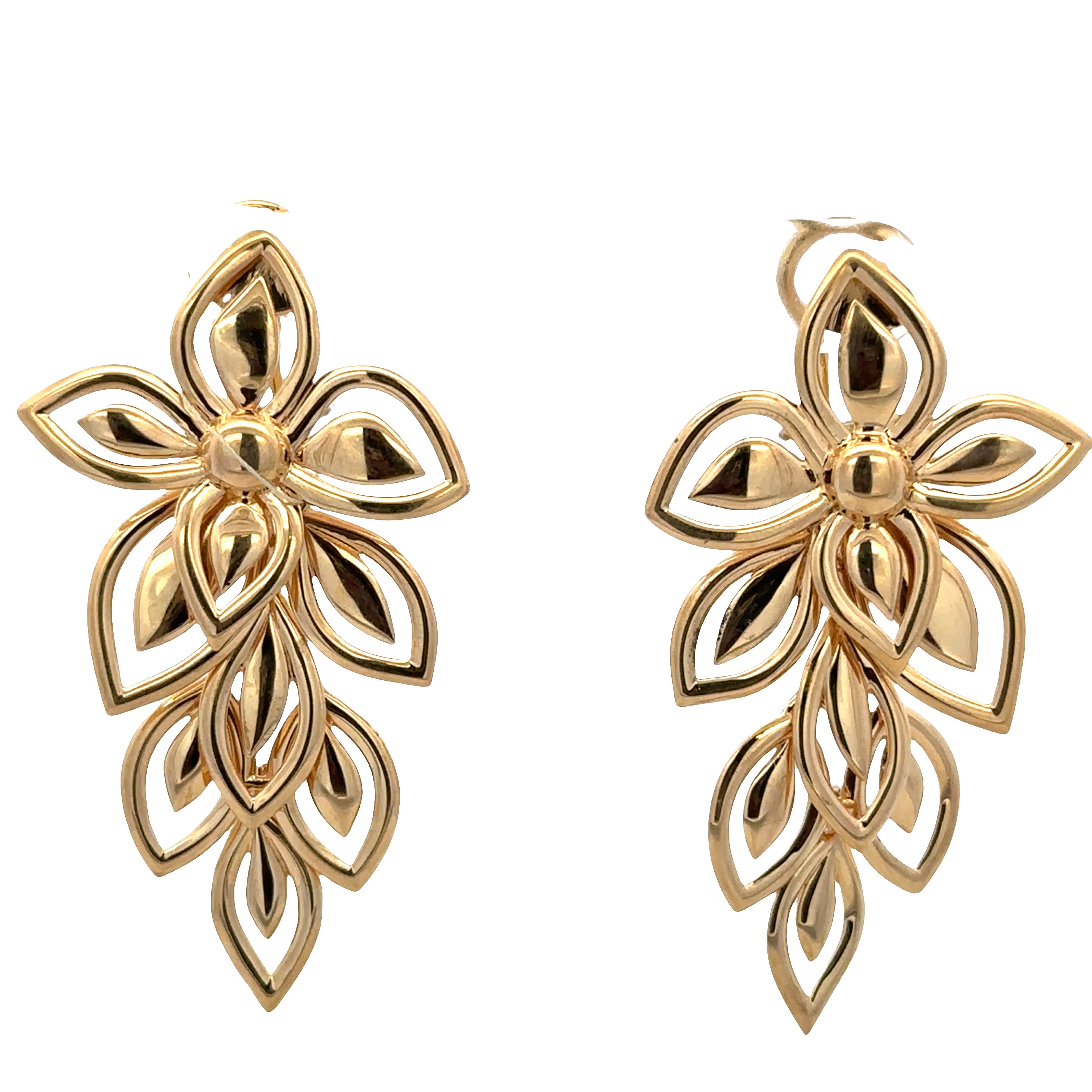 Estate Valentin Magro 18k Yellow Gold Foliate Earrings