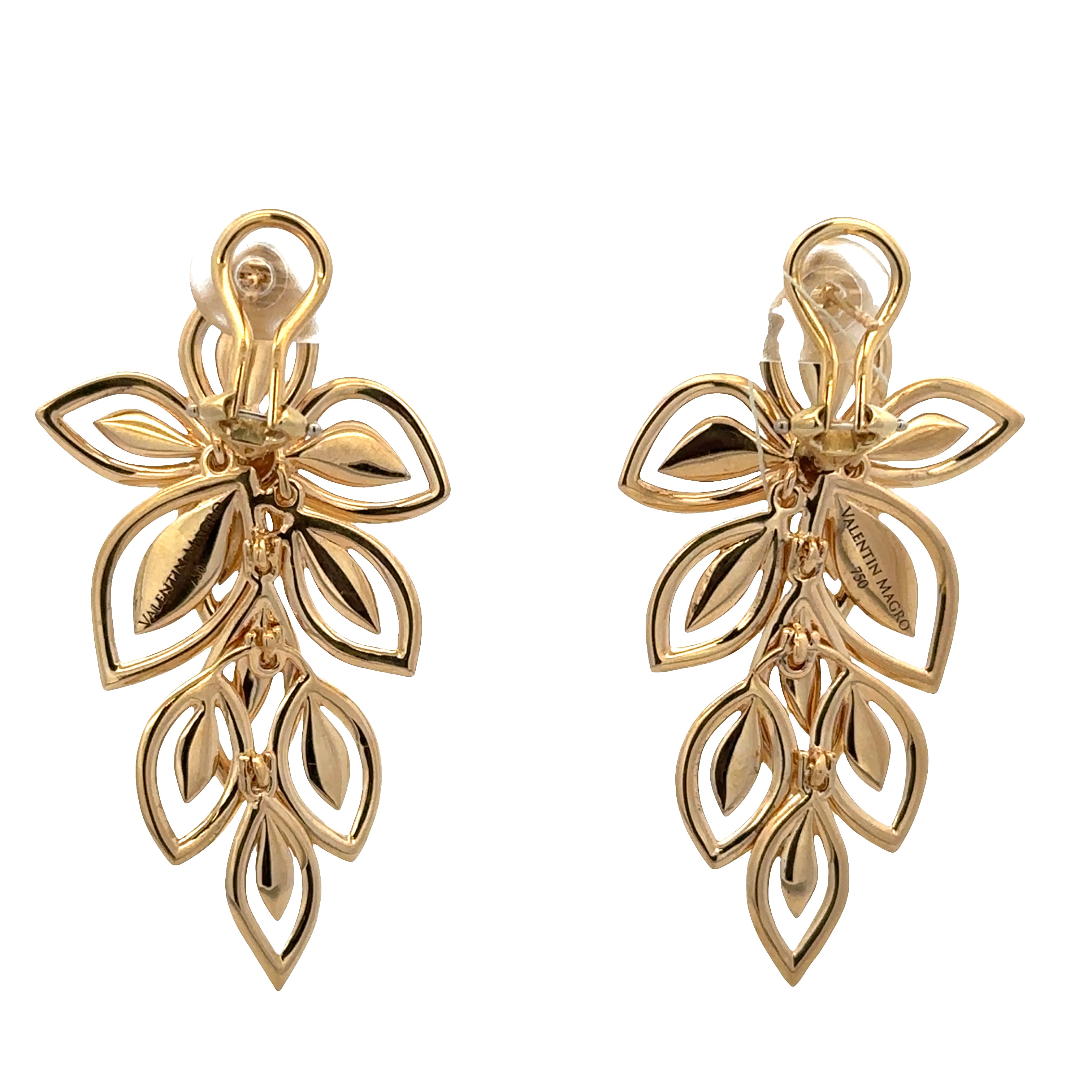 Estate Valentin Magro 18k Yellow Gold Foliate Earrings