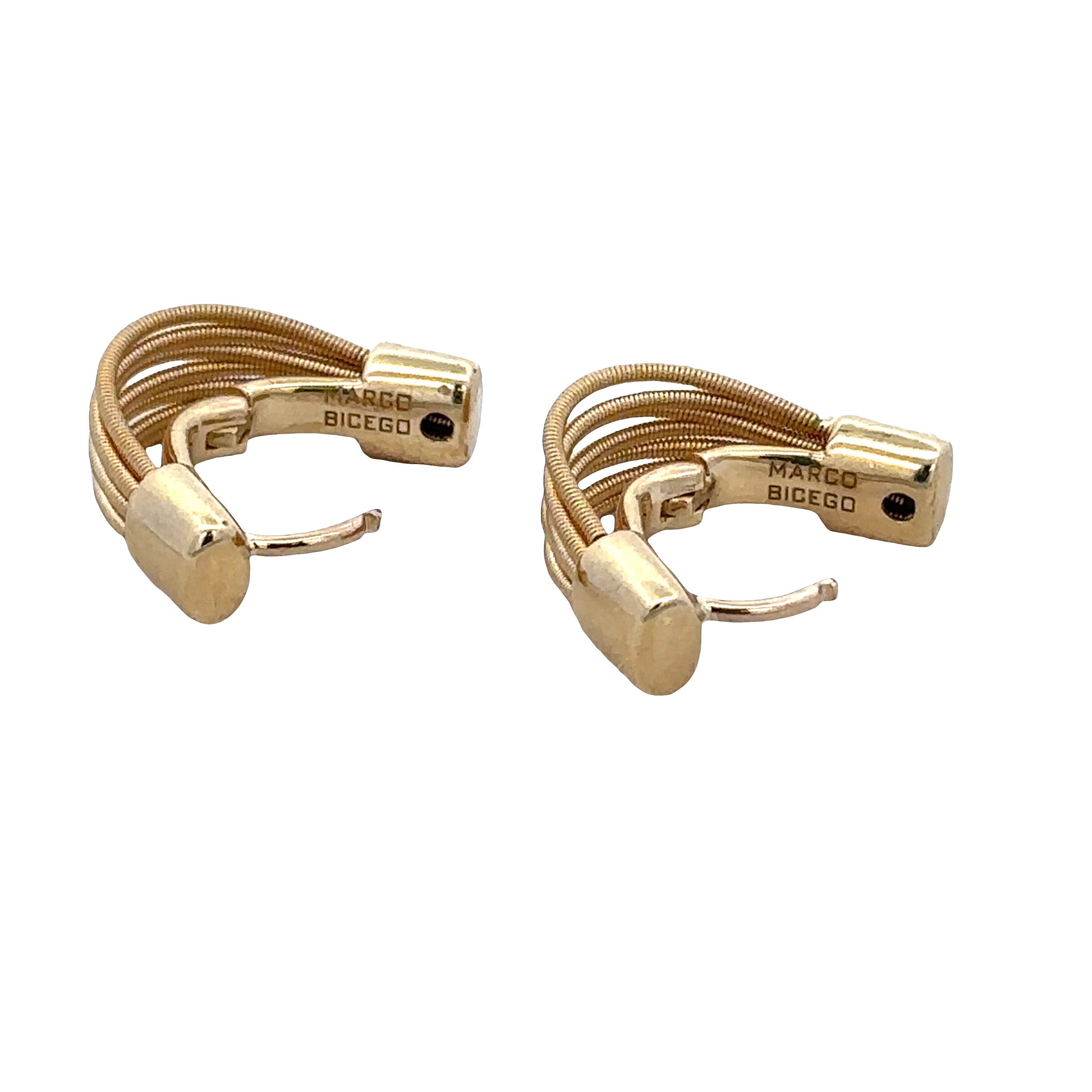 Estate Marco Bicego 18k Yellow Gold Wire Detail Huggie Earrings