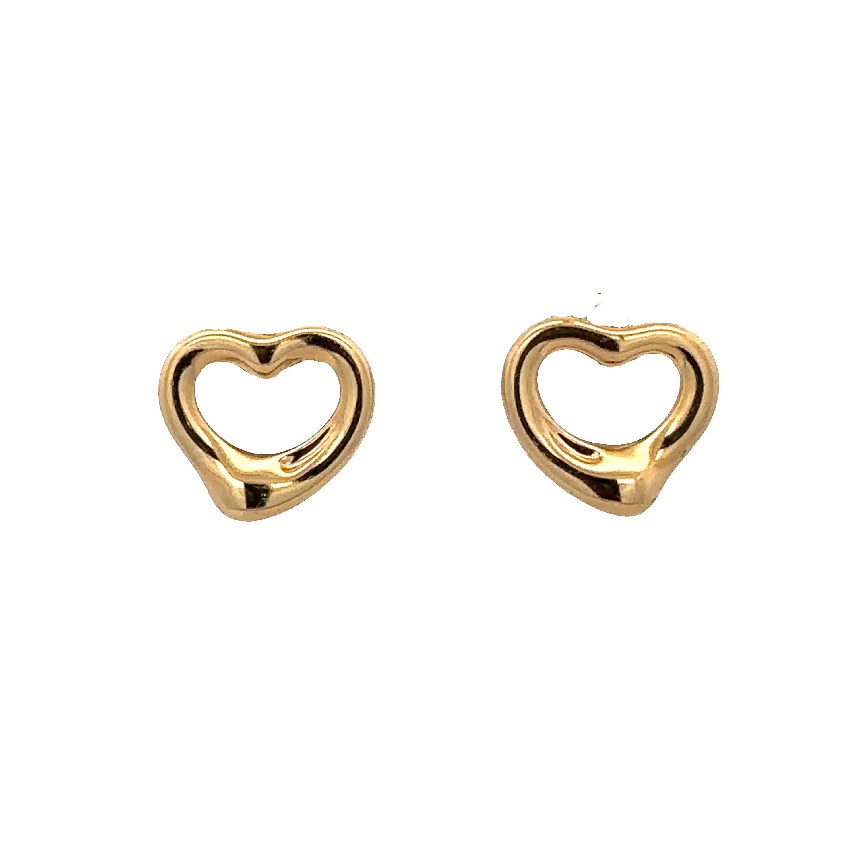 Estate Tiffany & Co. 18k Yellow Gold Open Heart Stud Earrings