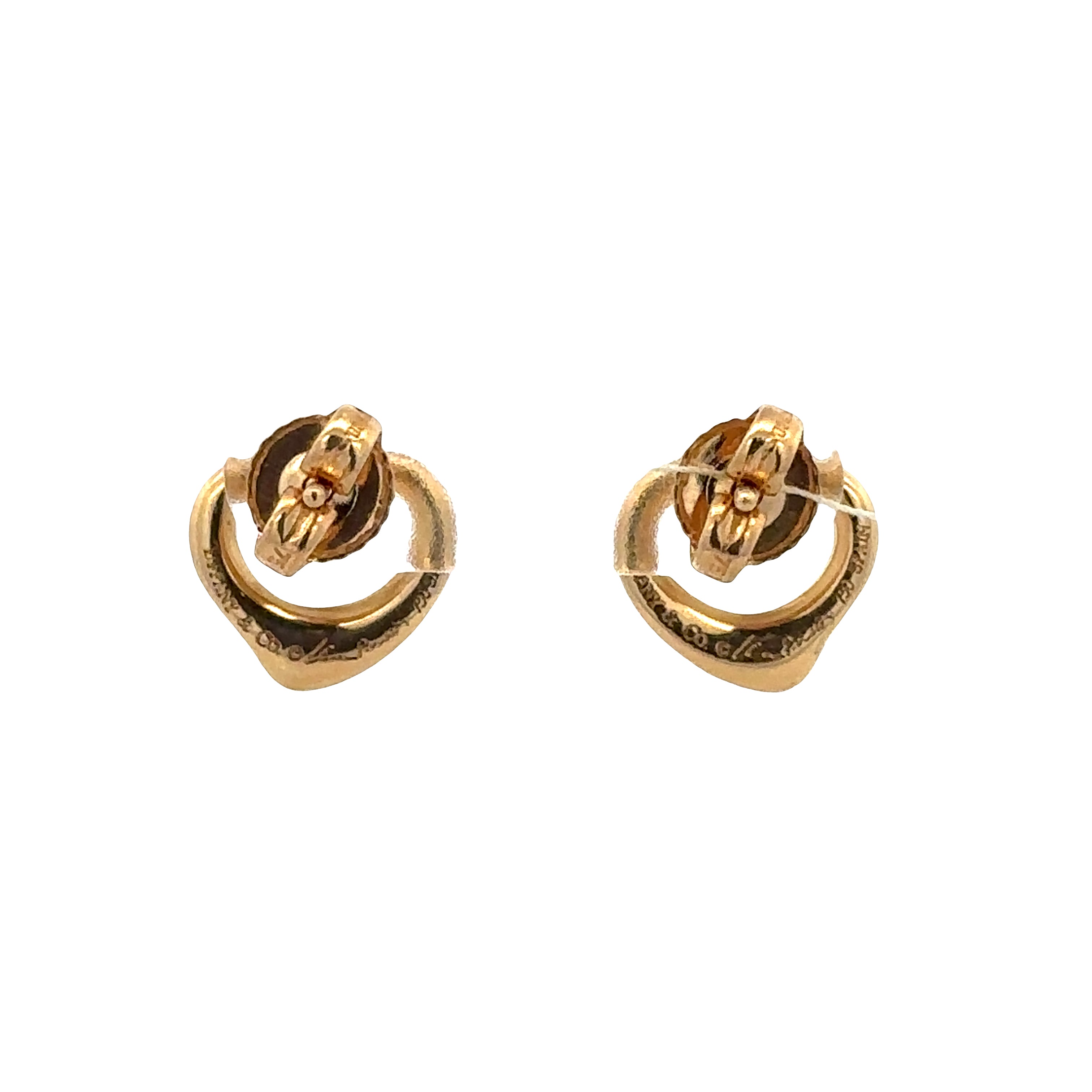 Estate Tiffany & Co. 18k Yellow Gold Open Heart Stud Earrings