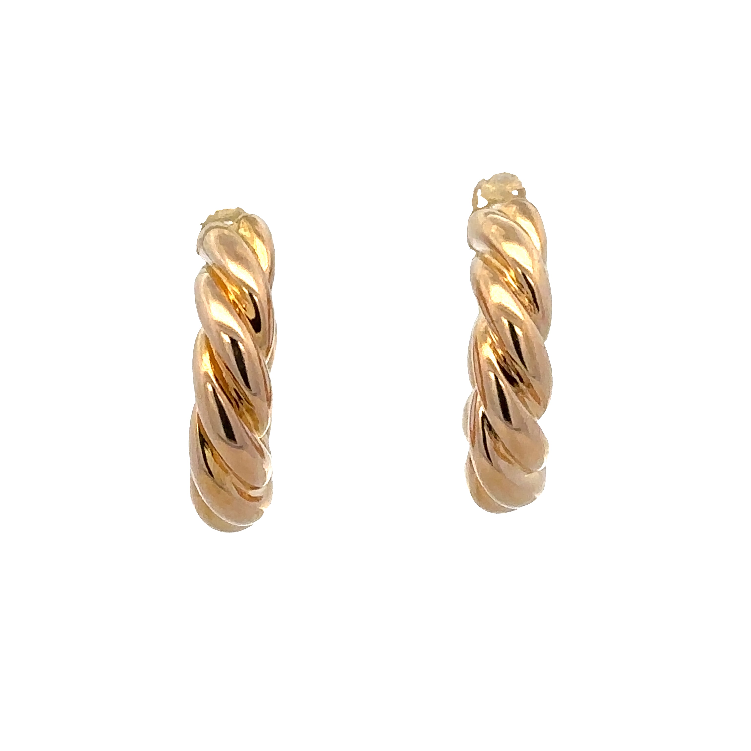 14k Yellow Gold Twisted Hoop Earrings