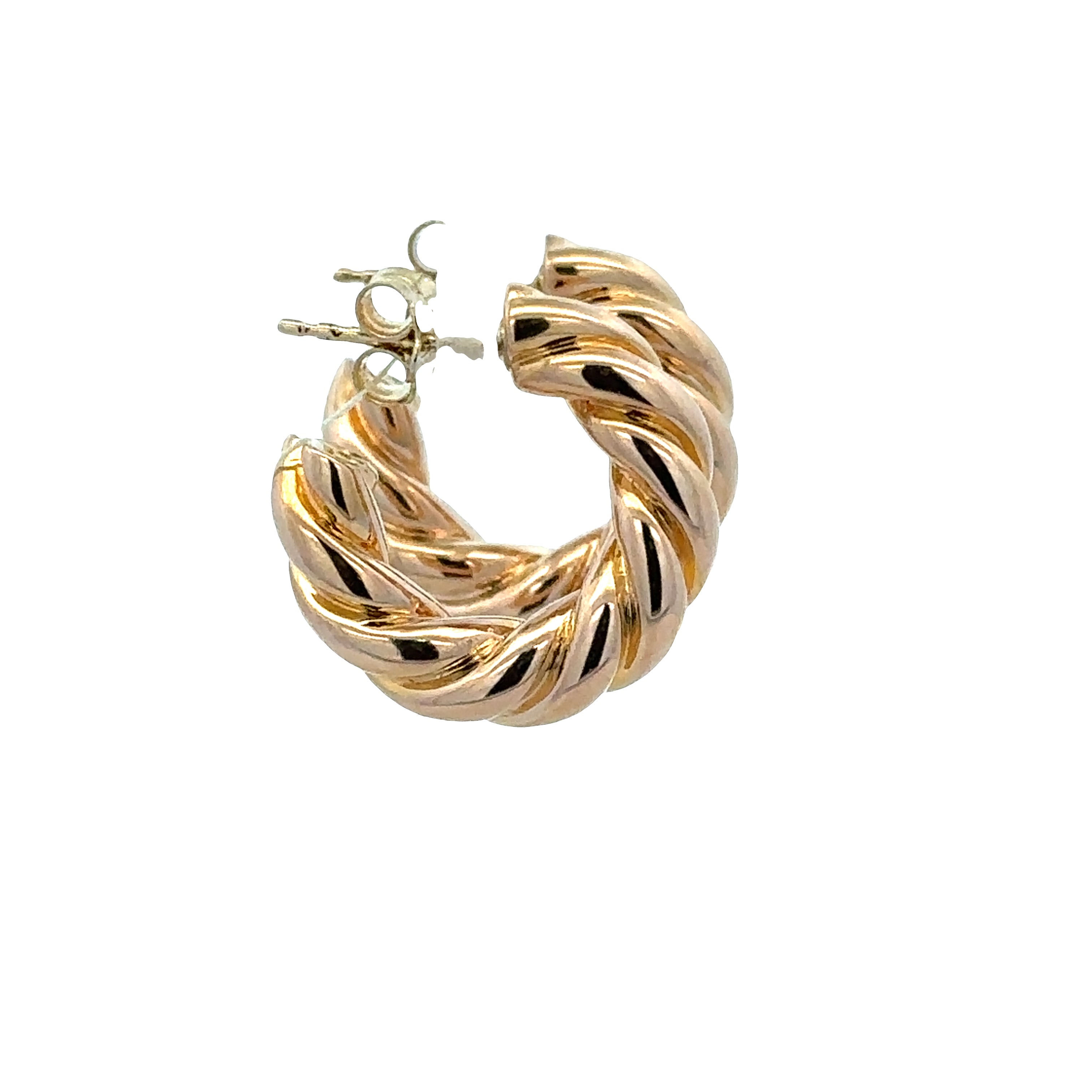 14k Yellow Gold Twisted Hoop Earrings