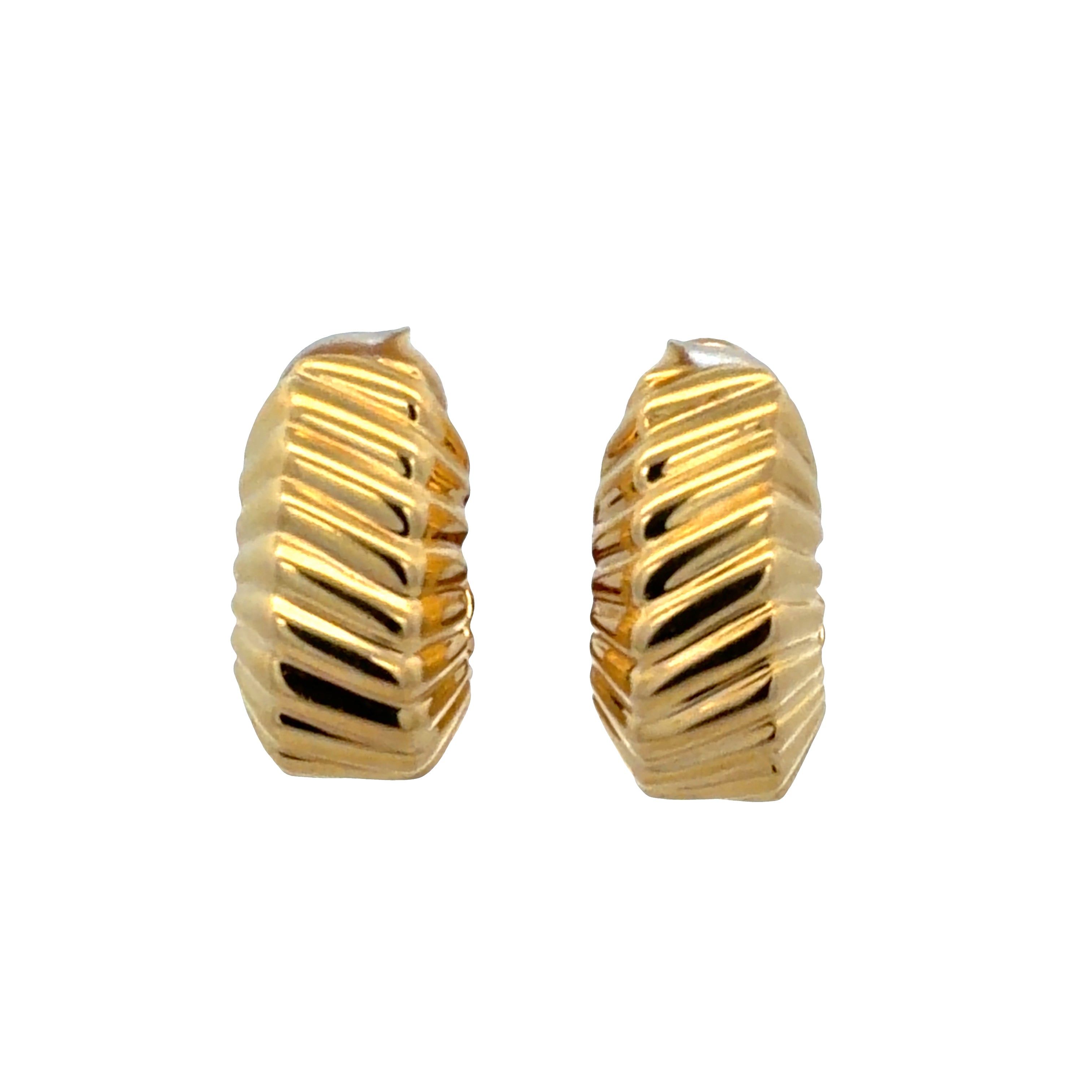 Estate Tiffany & Co. 18k Yellow Gold Ribbed Huggie Earrings
