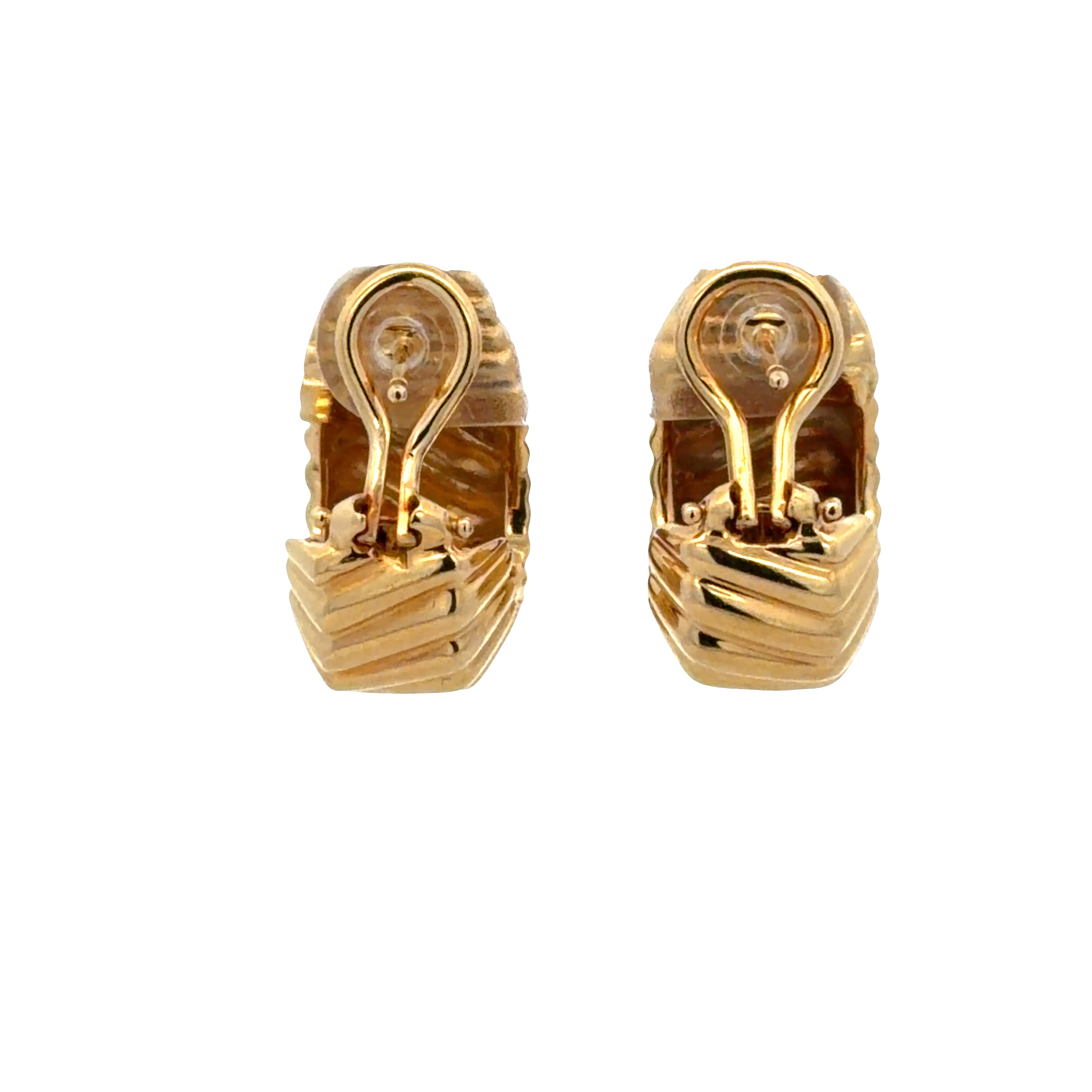 Estate Tiffany & Co. 18k Yellow Gold Ribbed Huggie Earrings