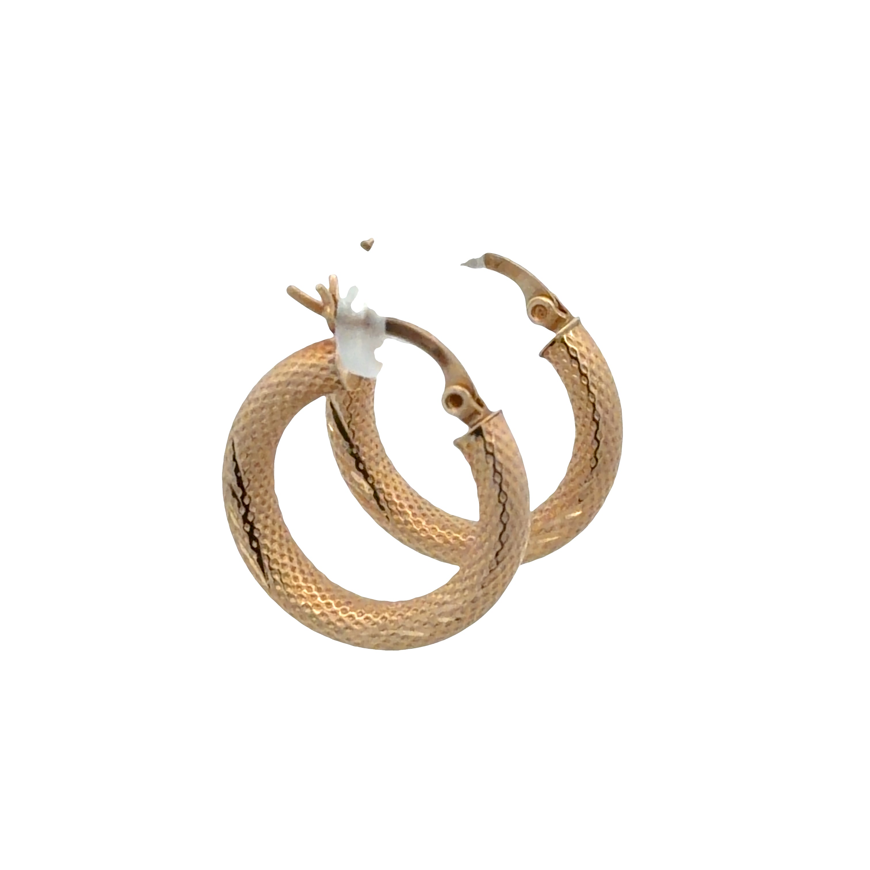 14k Yellow Gold Textured Hoop Earrings