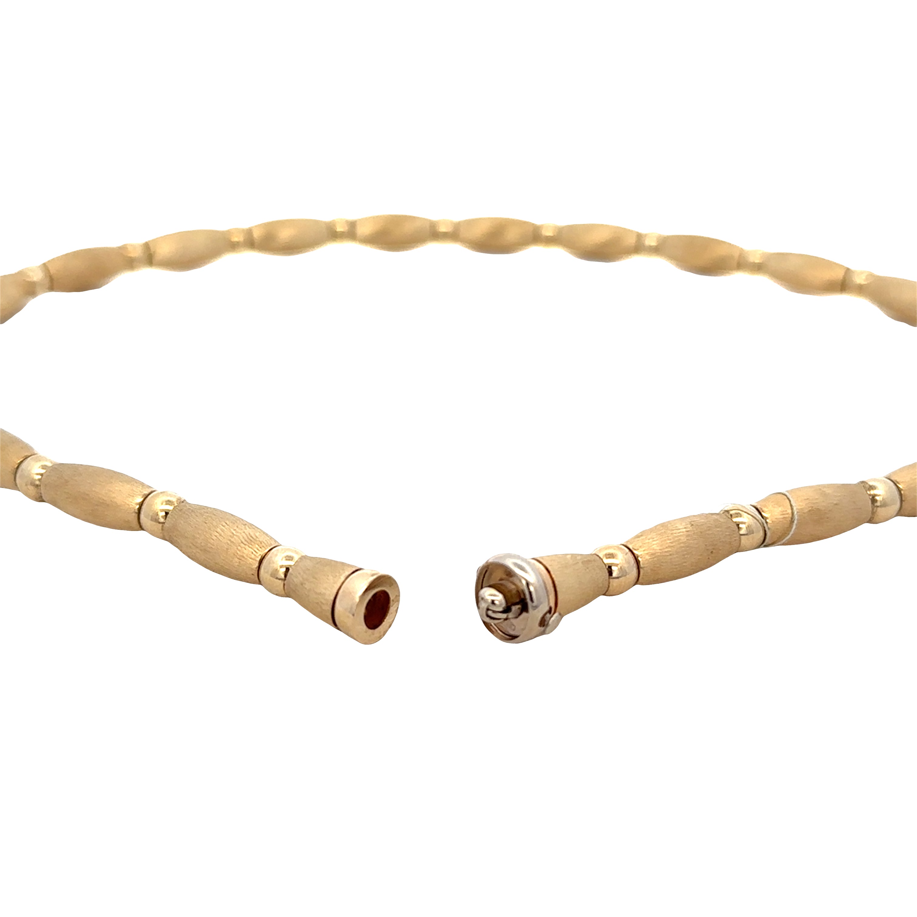 14k Yellow Gold Satin & Polished Link Necklace – 17" Long