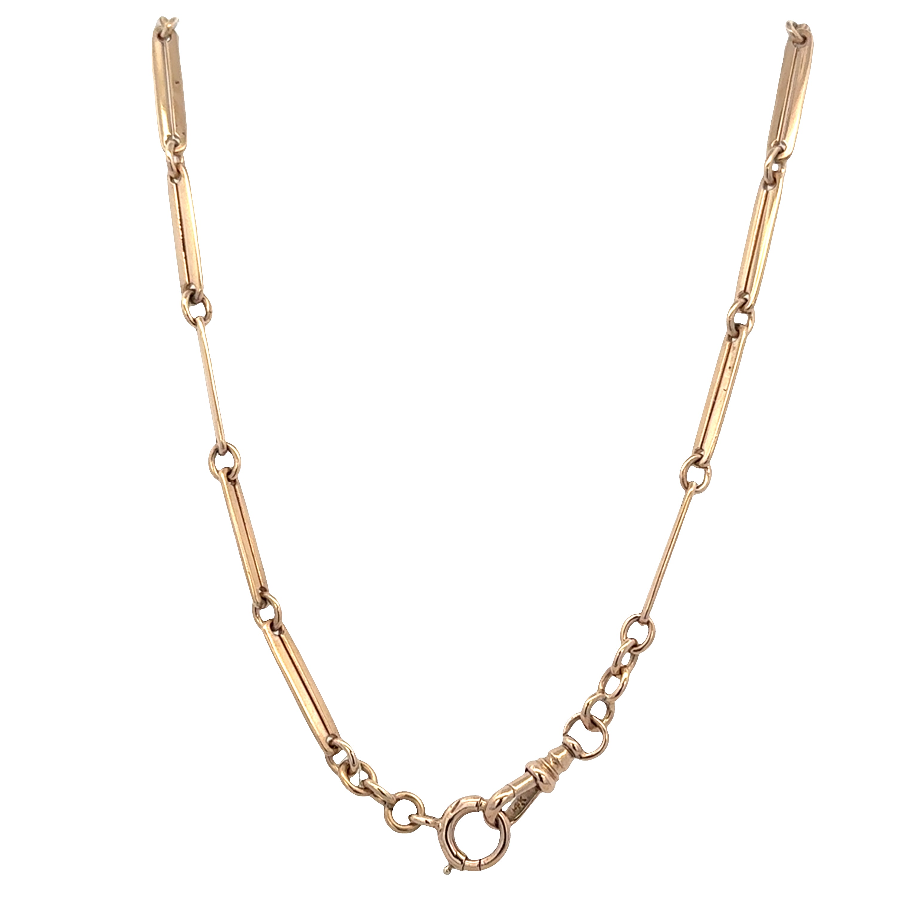 Vintage 14k Yellow Gold Elongated Oval Link Watch Chain – 14"