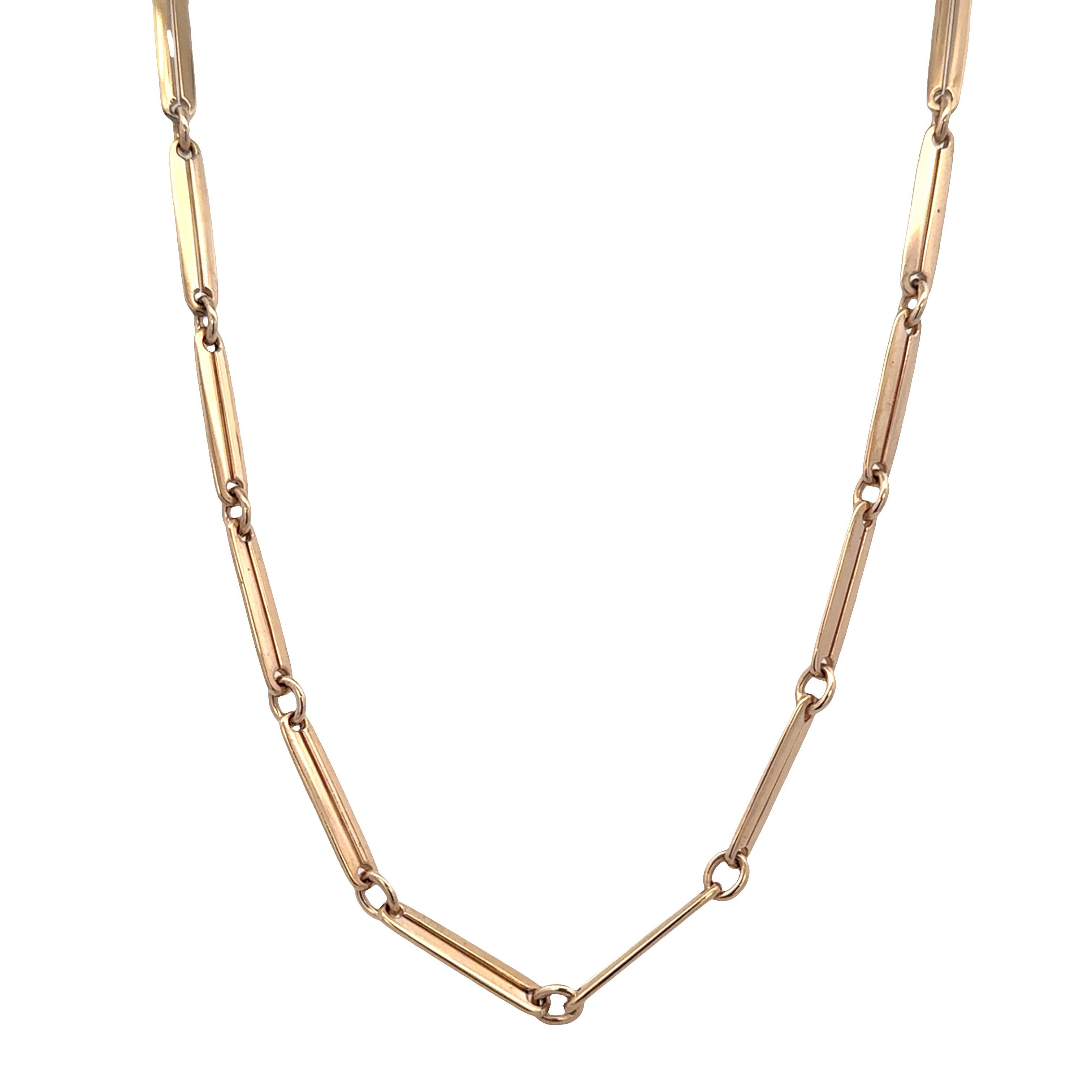 Vintage 14k Yellow Gold Elongated Oval Link Watch Chain – 14"