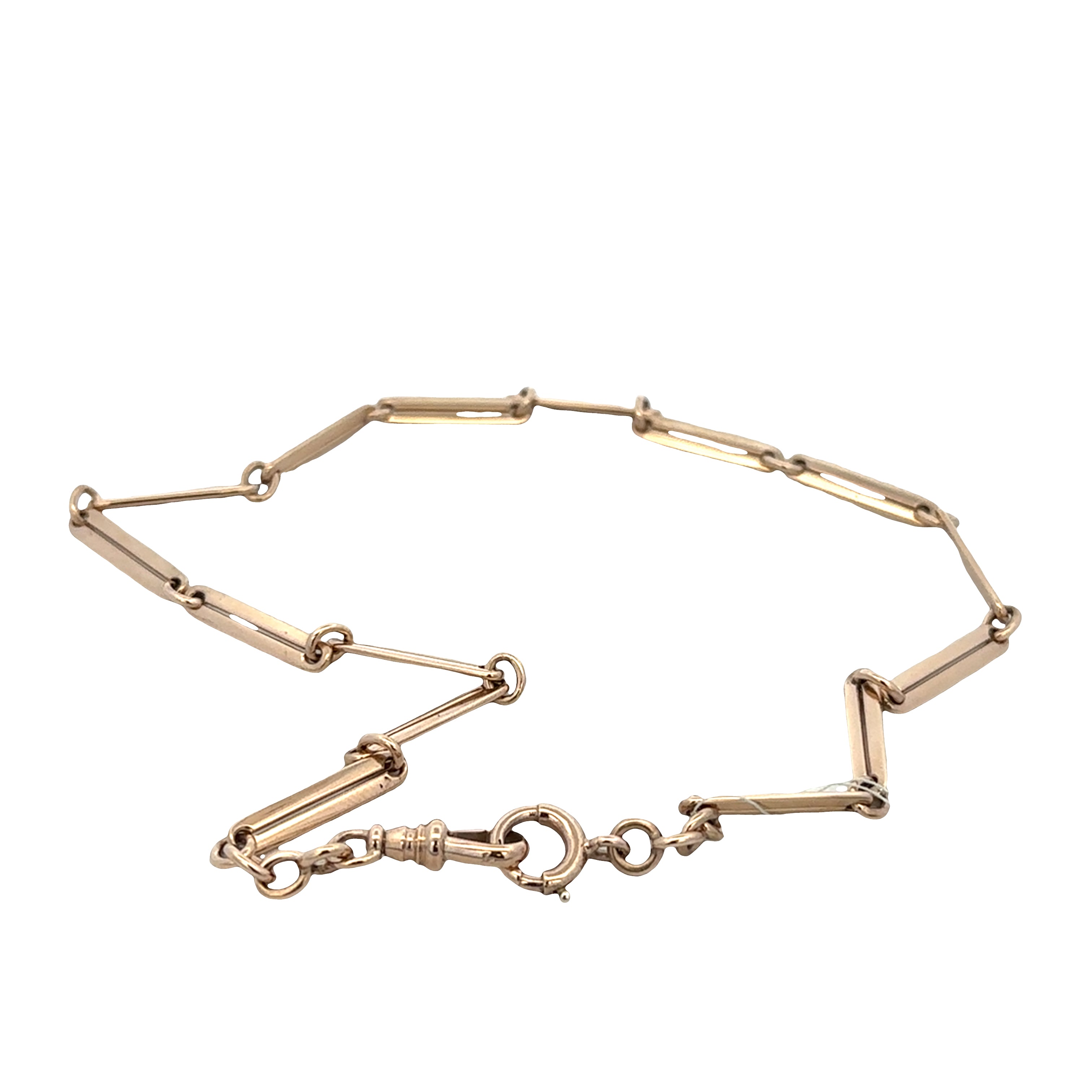 Vintage 14k Yellow Gold Elongated Oval Link Watch Chain – 14"