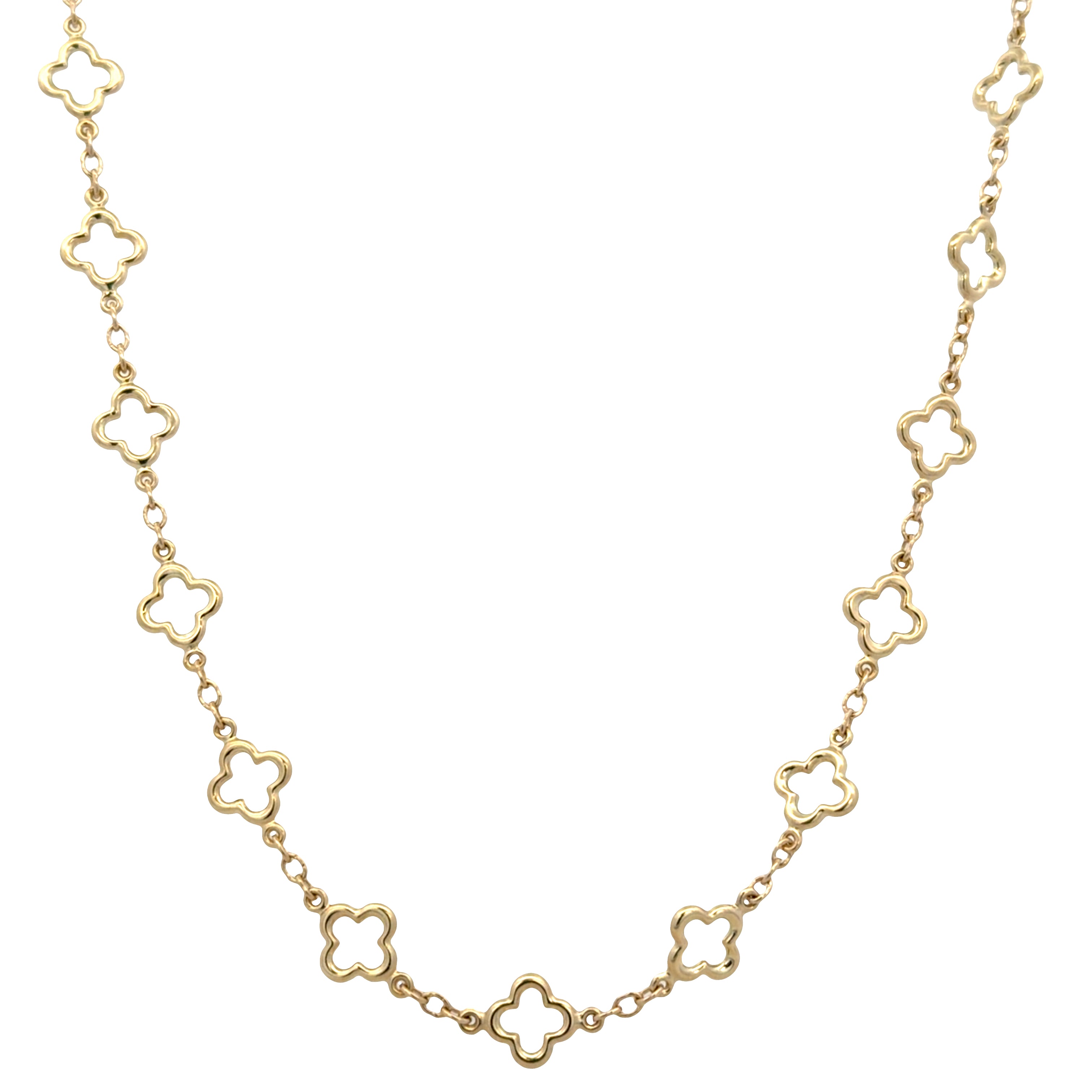 14k Yellow Gold Open Quatrefoil Link Necklace – 18"