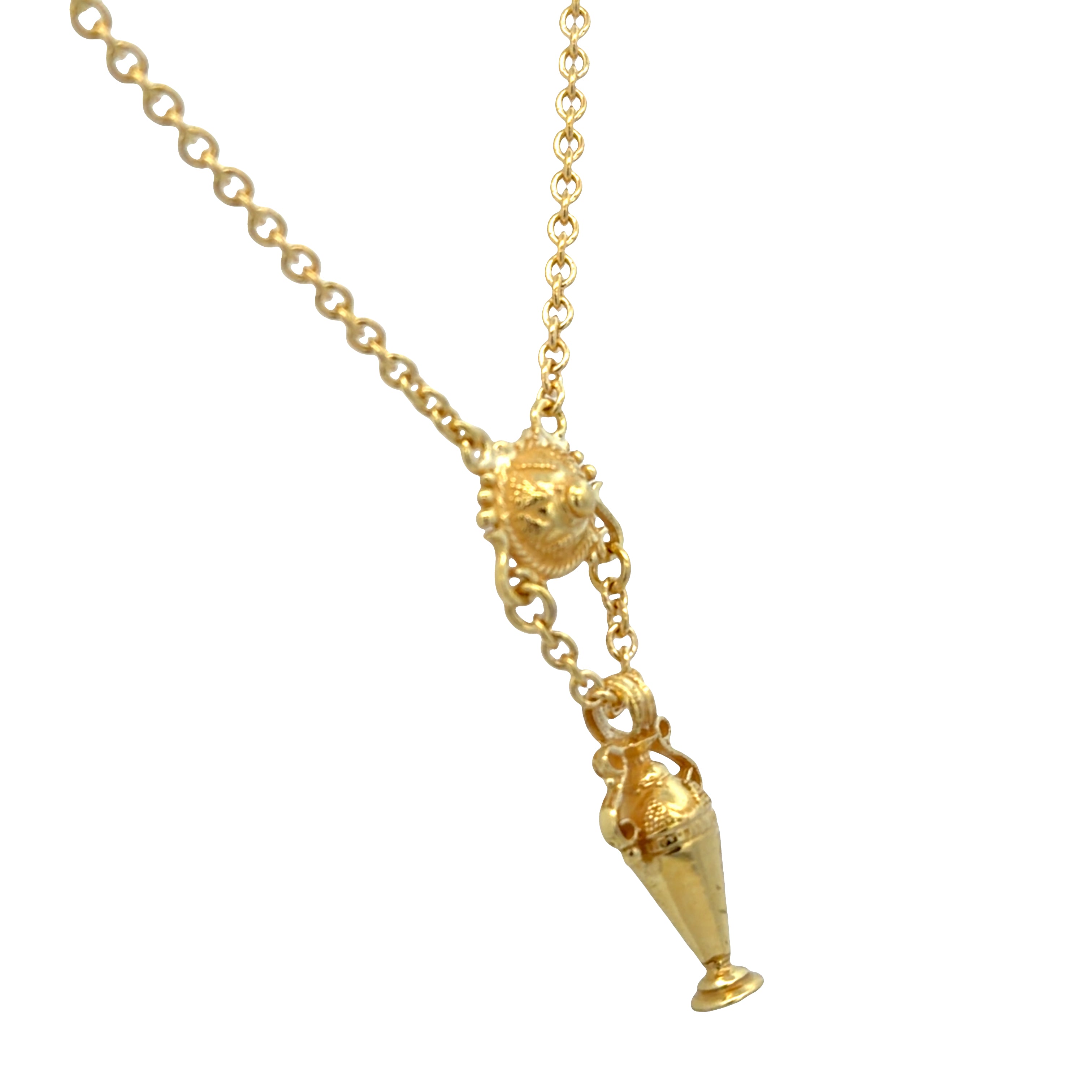18k Yellow Gold Textured Amphora Necklace – 20"