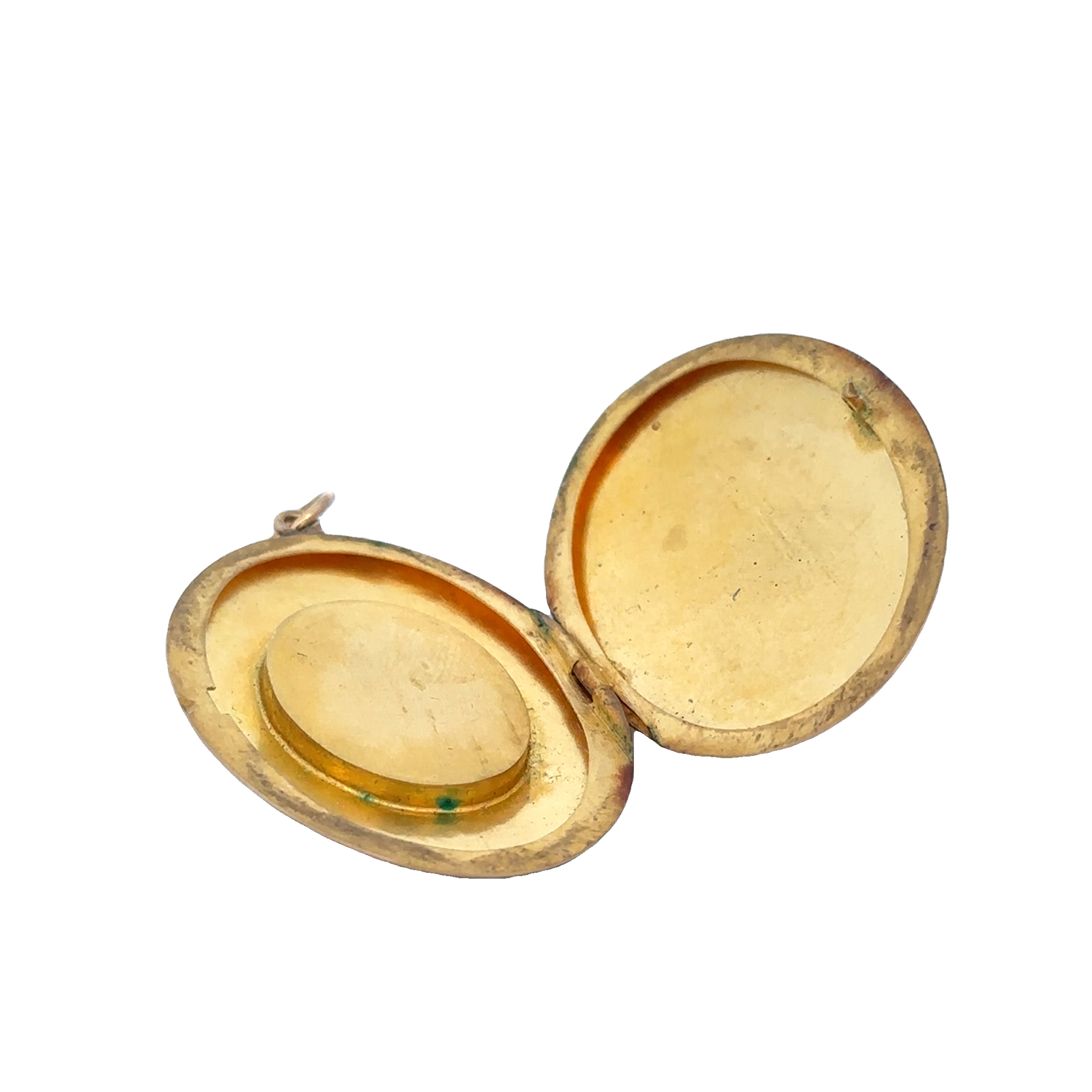 Antique Enameled & Chased Portrait Locket in 20k Yellow Gold