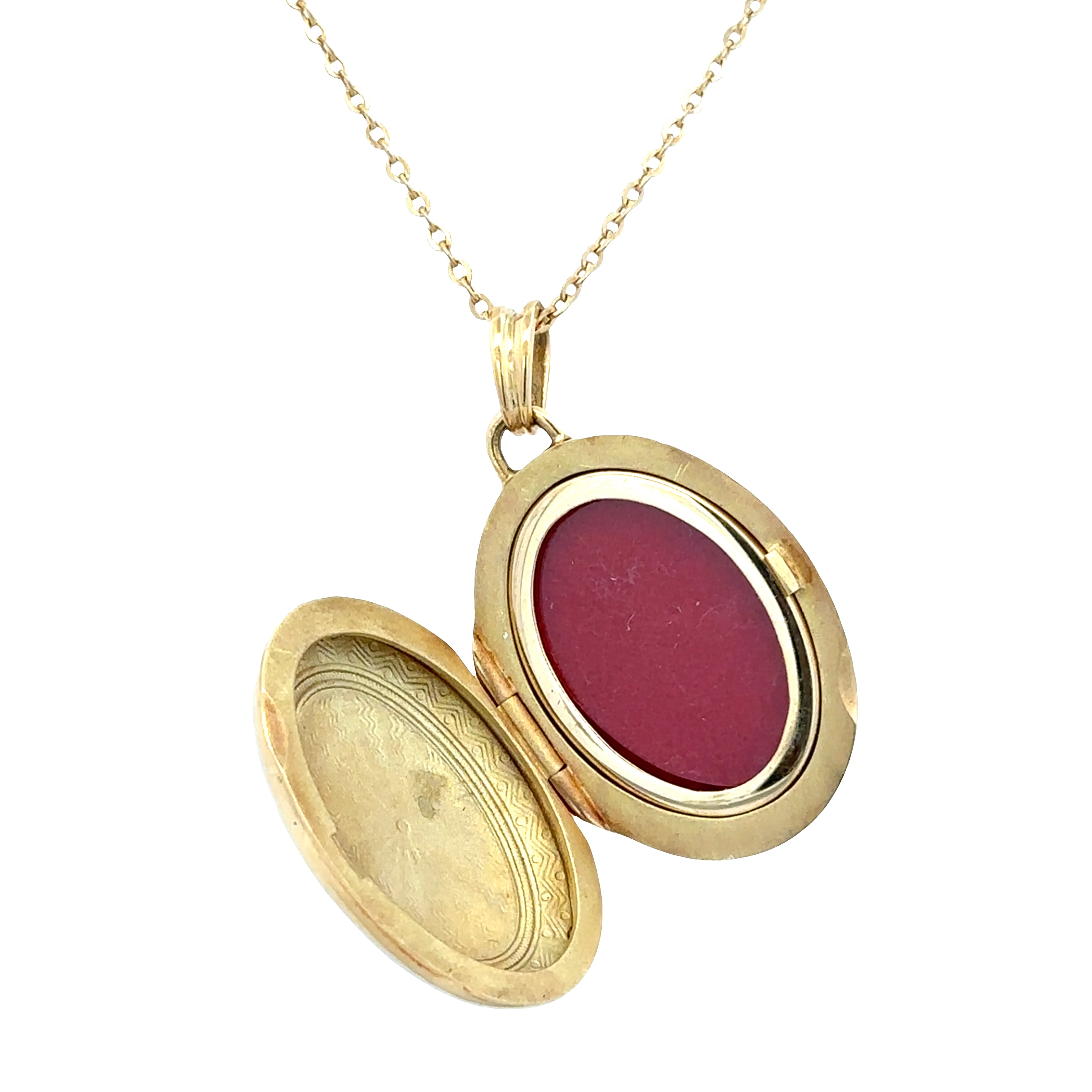 Estate Fabergé 18k Yellow Gold Blue Guilloché Enamel Locket Necklace – 20"