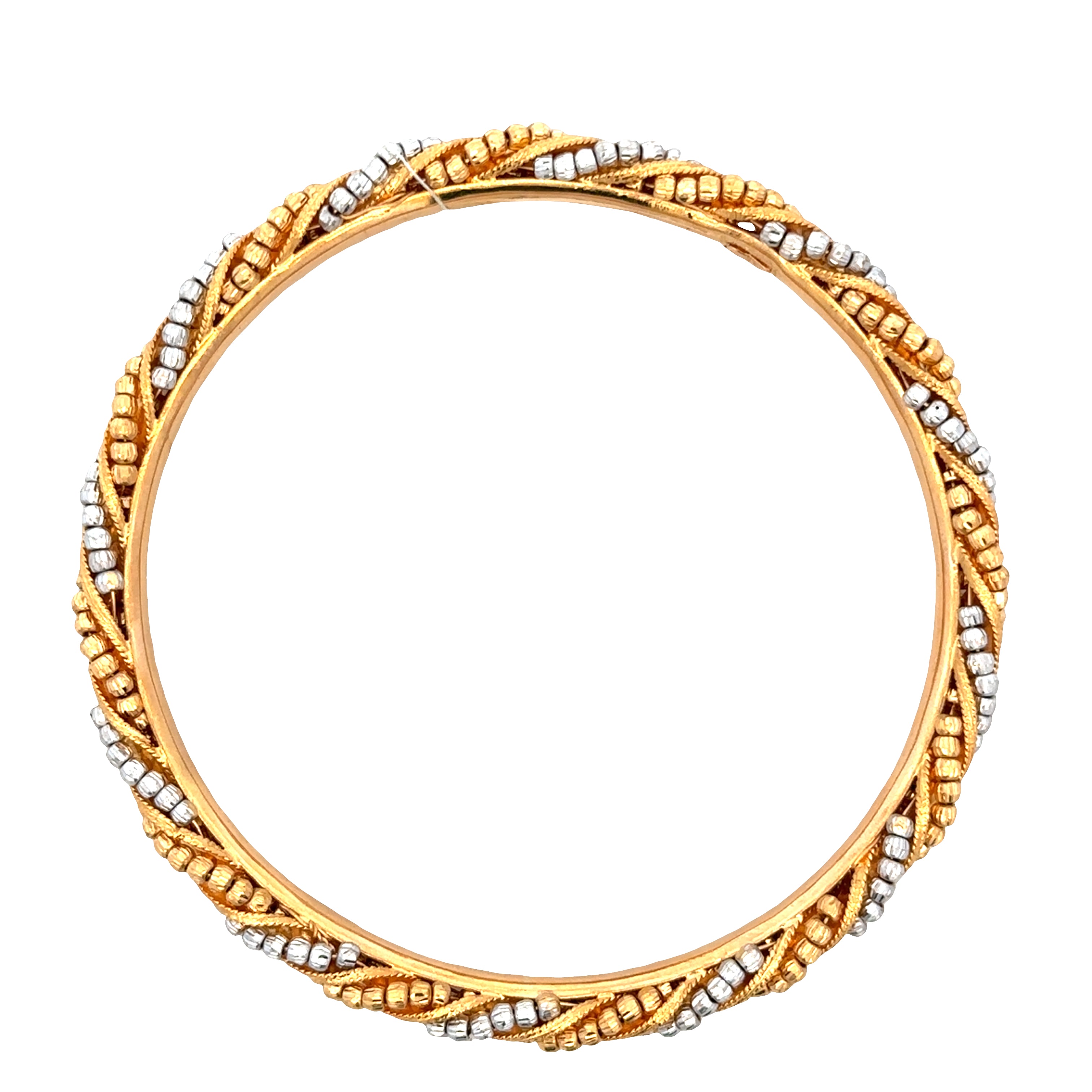 21k Yellow & White Gold Chevron Bangle Bracelet