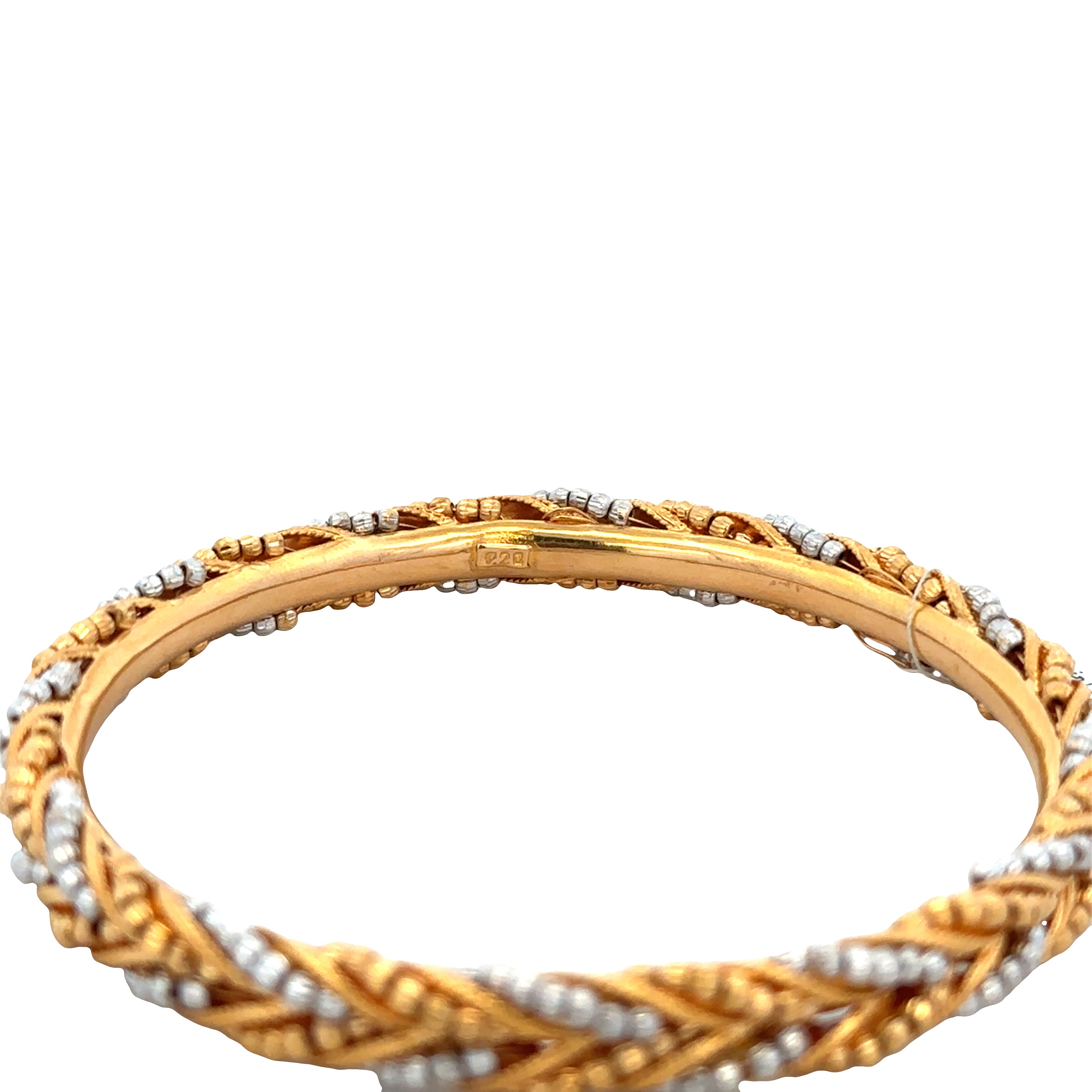 21k Yellow & White Gold Chevron Bangle Bracelet