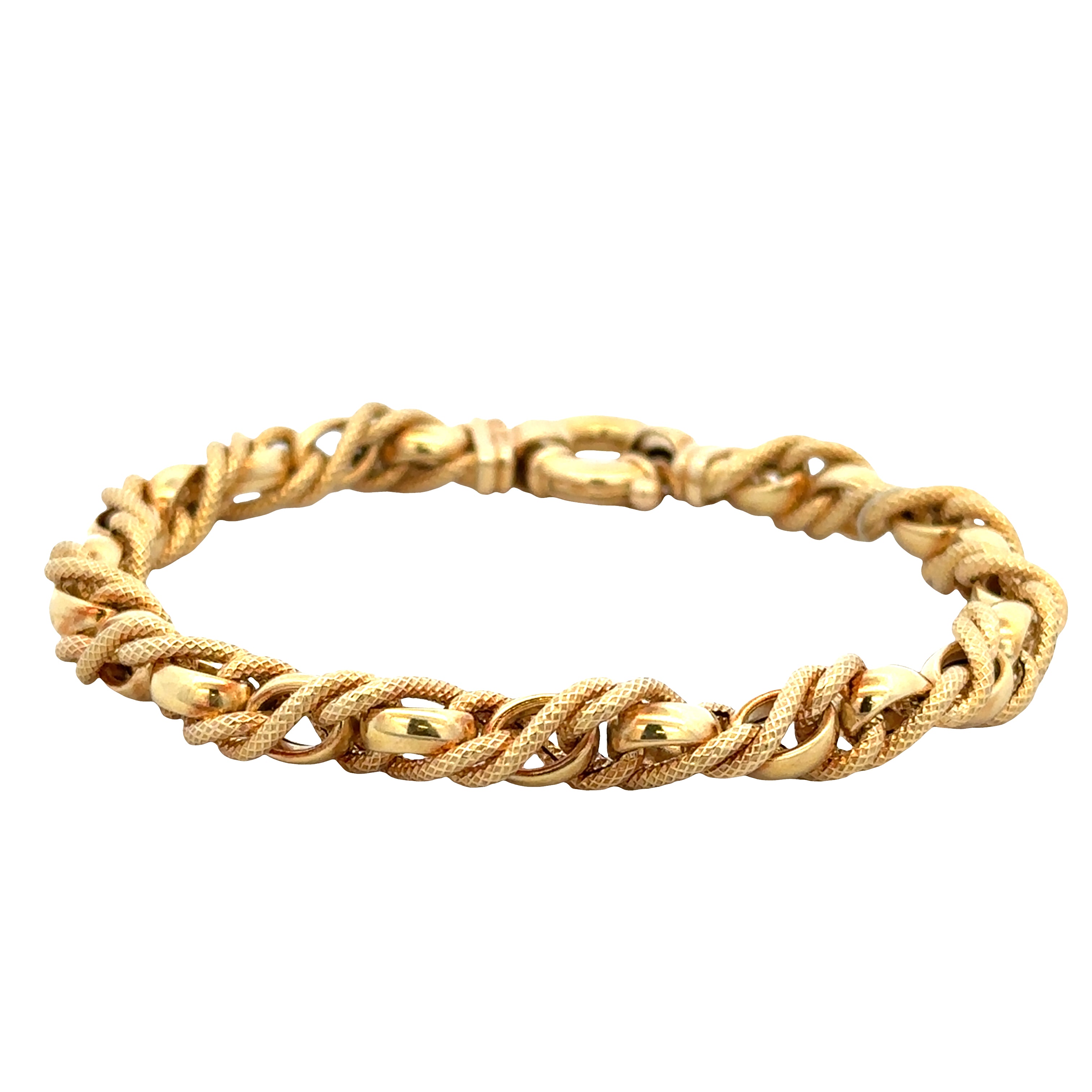 18k Yellow Gold Fancy Rope Chain Bracelet – 7.5"