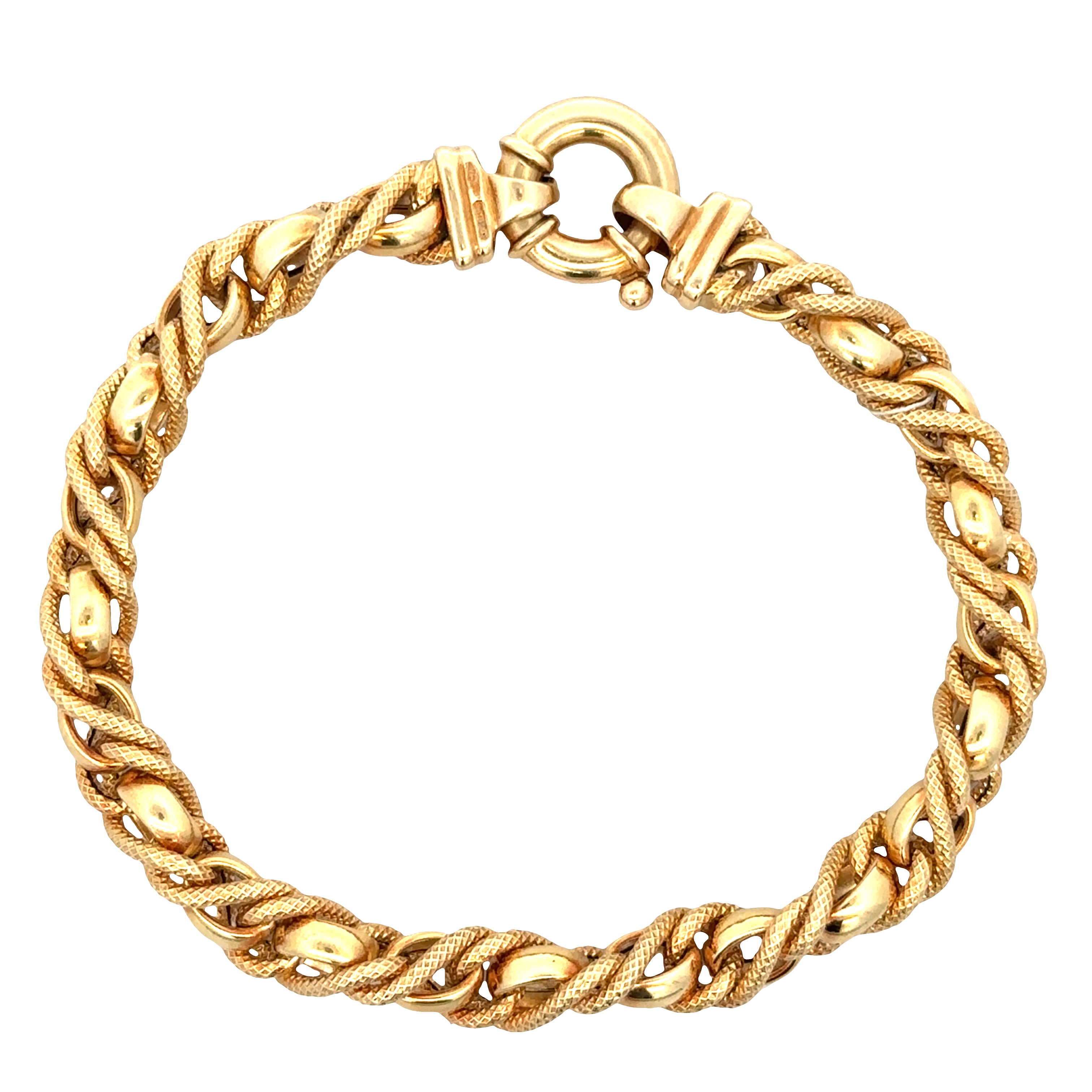 18k Yellow Gold Fancy Rope Chain Bracelet – 7.5"