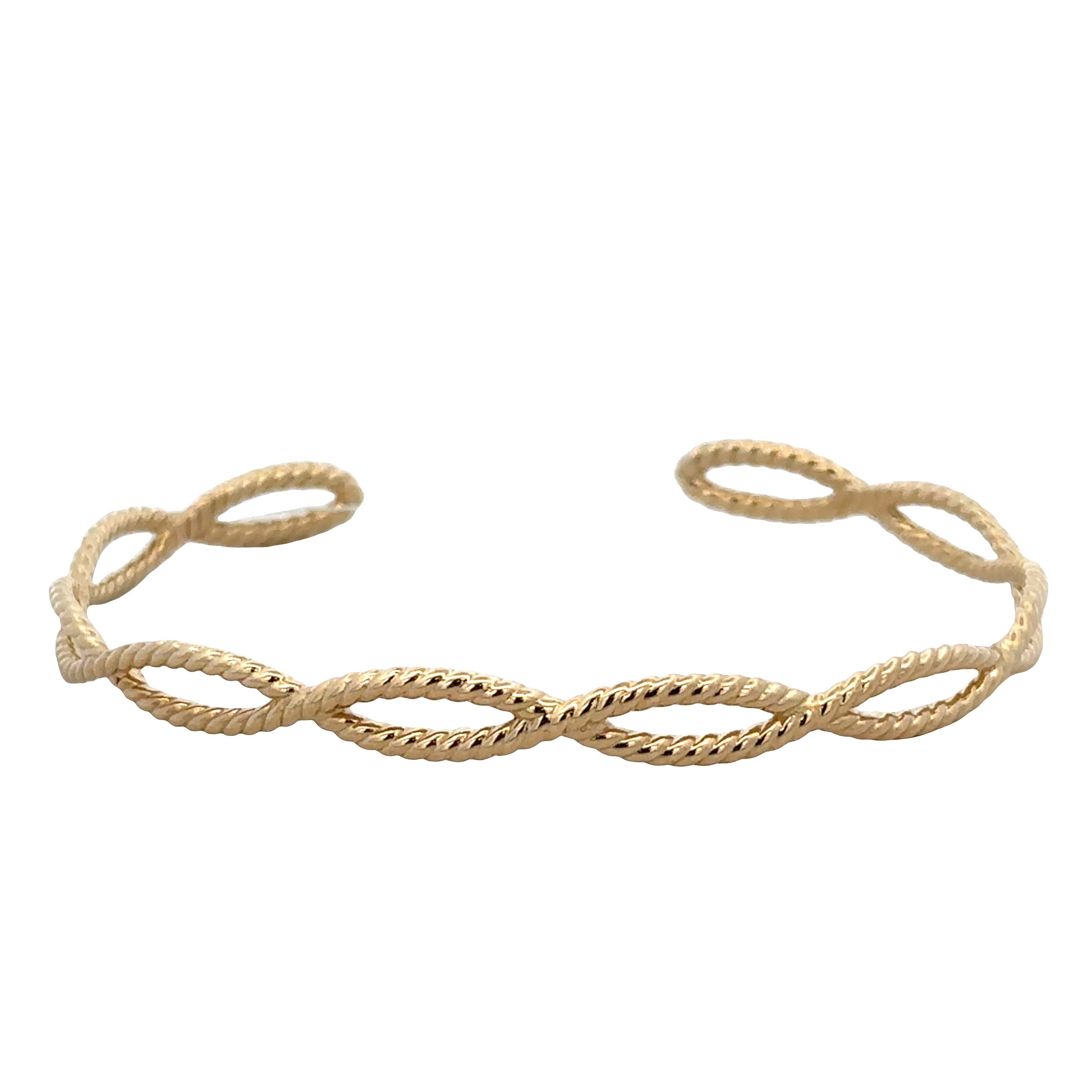 14k Yellow Gold Rope Detail Cuff Bracelet