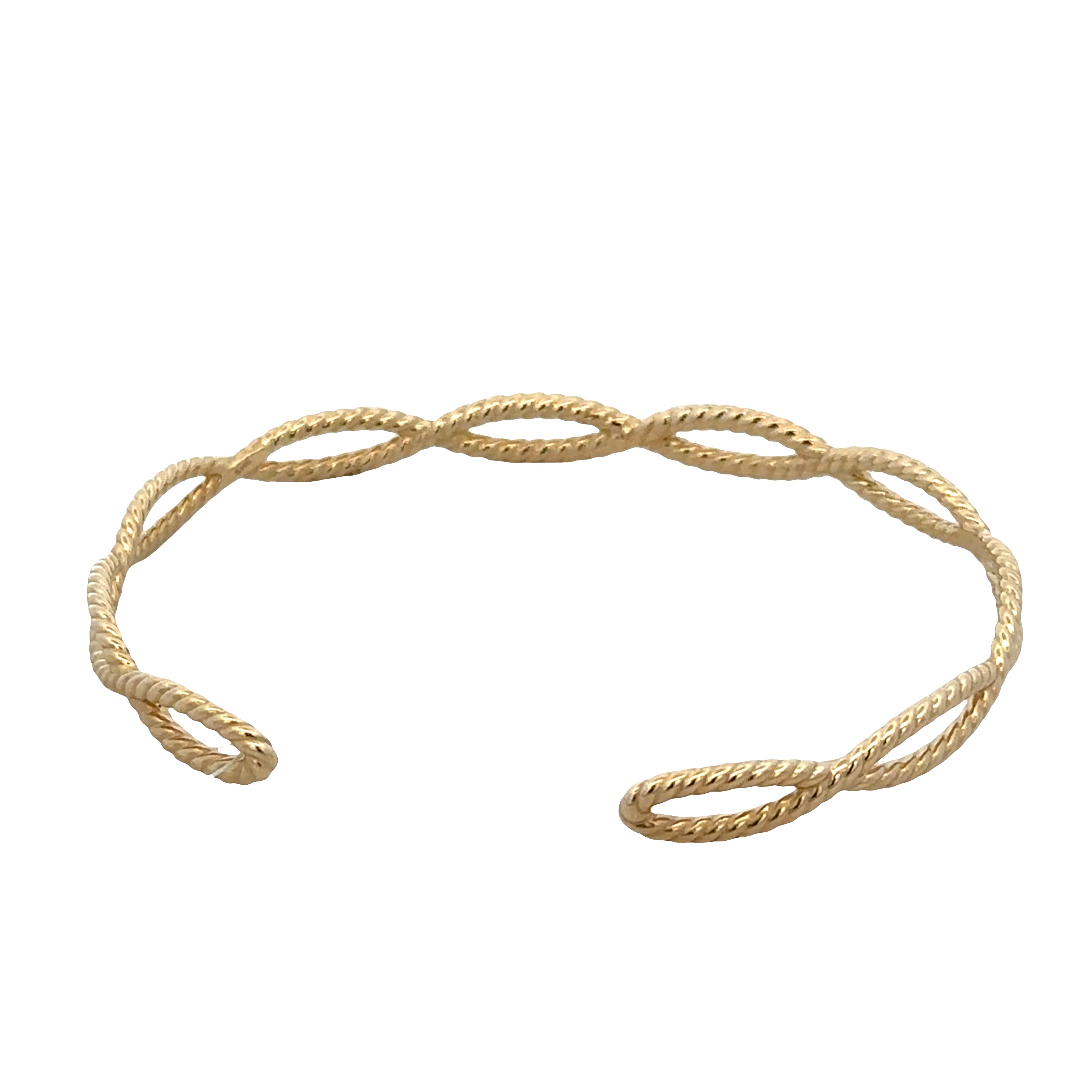 14k Yellow Gold Rope Detail Cuff Bracelet