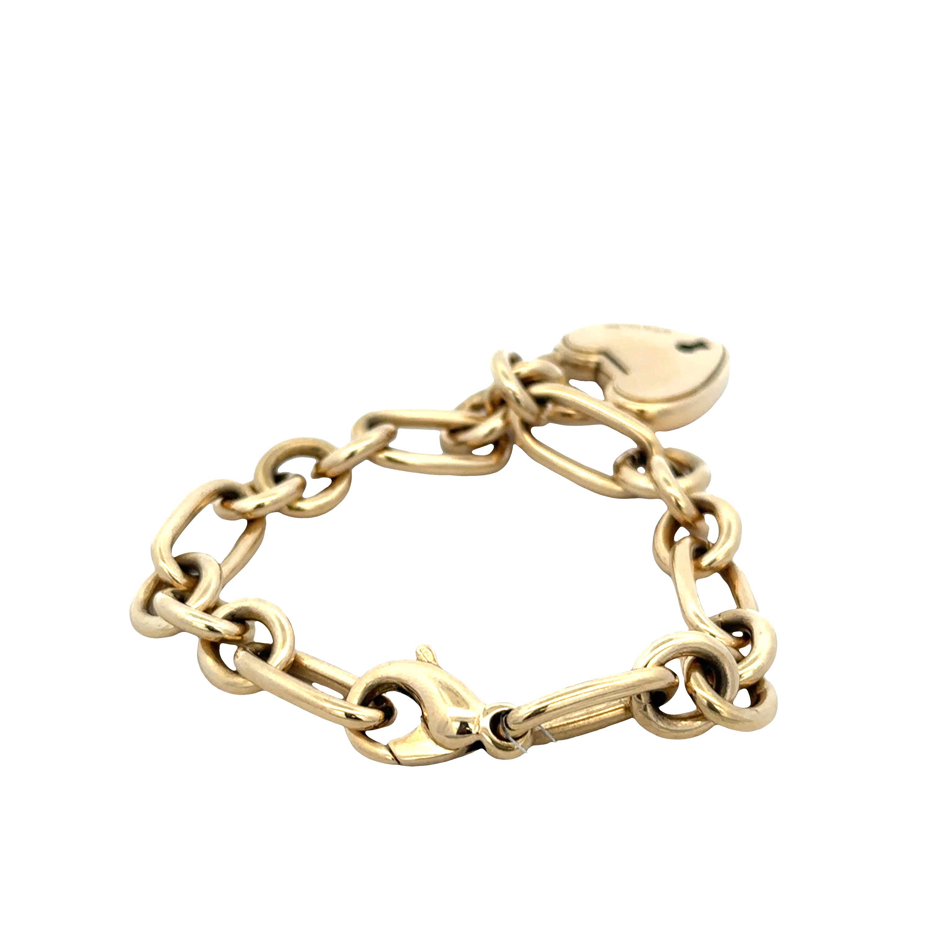 Estate Tiffany & Co. 18k Yellow Gold Heart Charm Link Bracelet – 8"