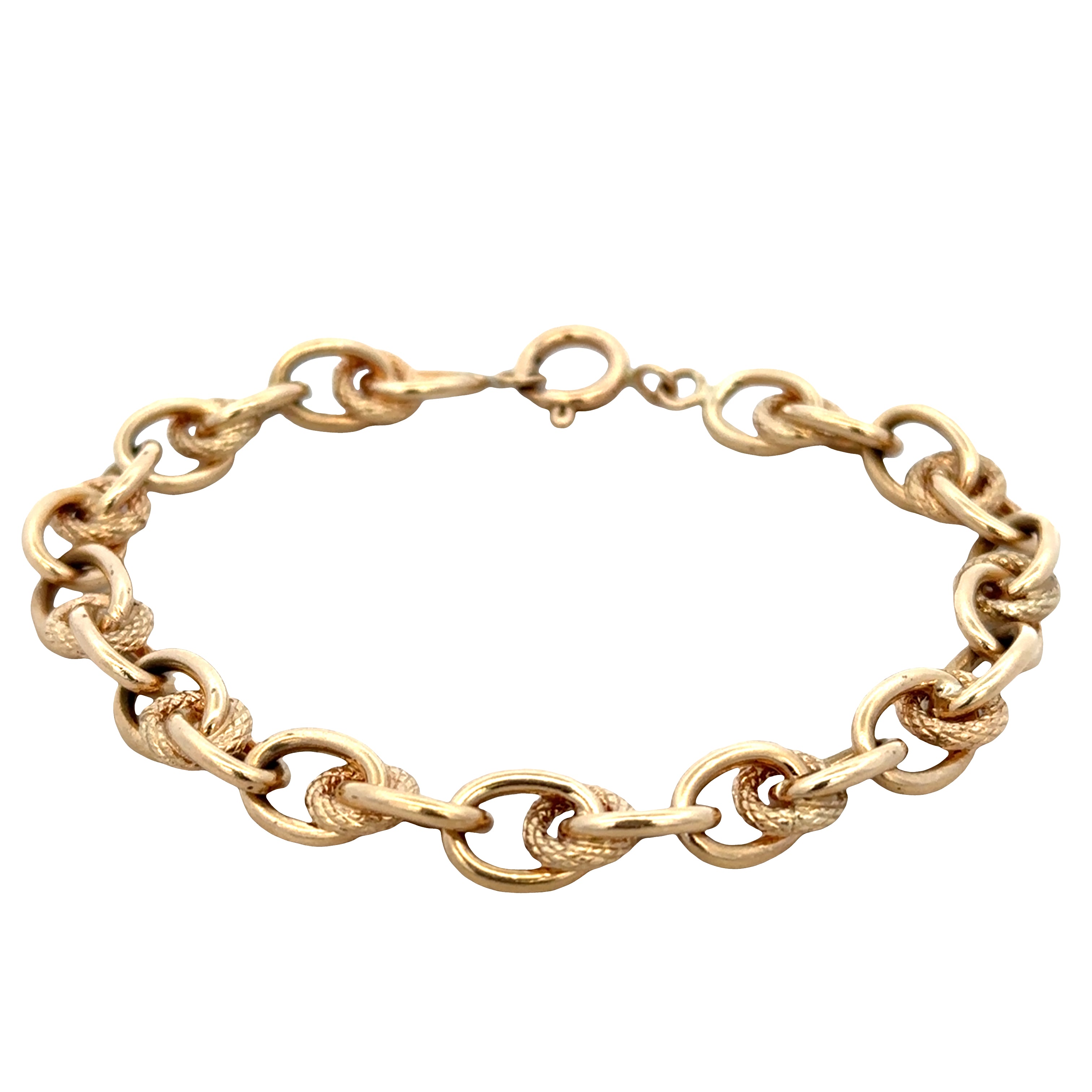 Vintage 14k Yellow Gold Fancy Link Charm Bracelet – 7.75"
