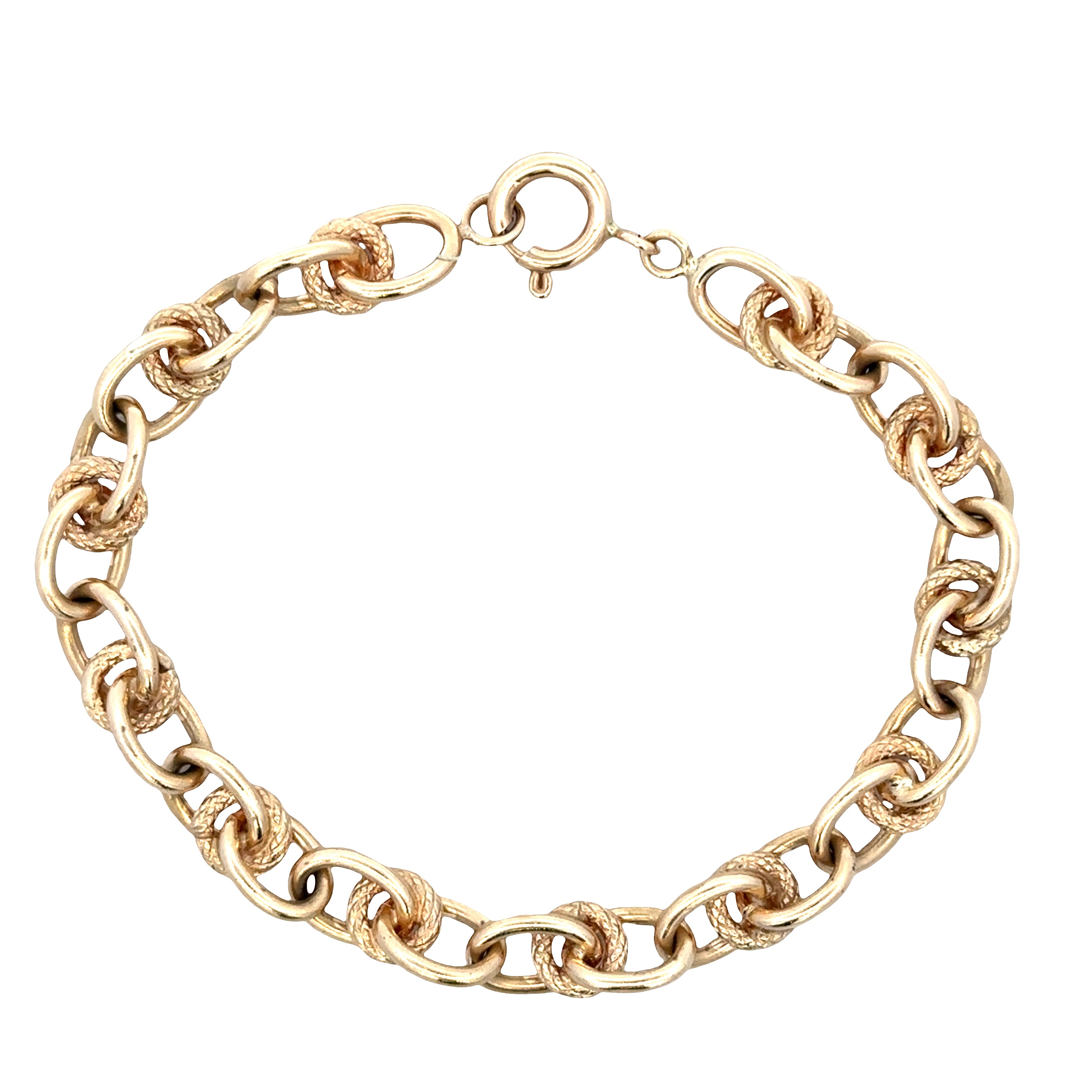 Vintage 14k Yellow Gold Fancy Link Charm Bracelet – 7.75"