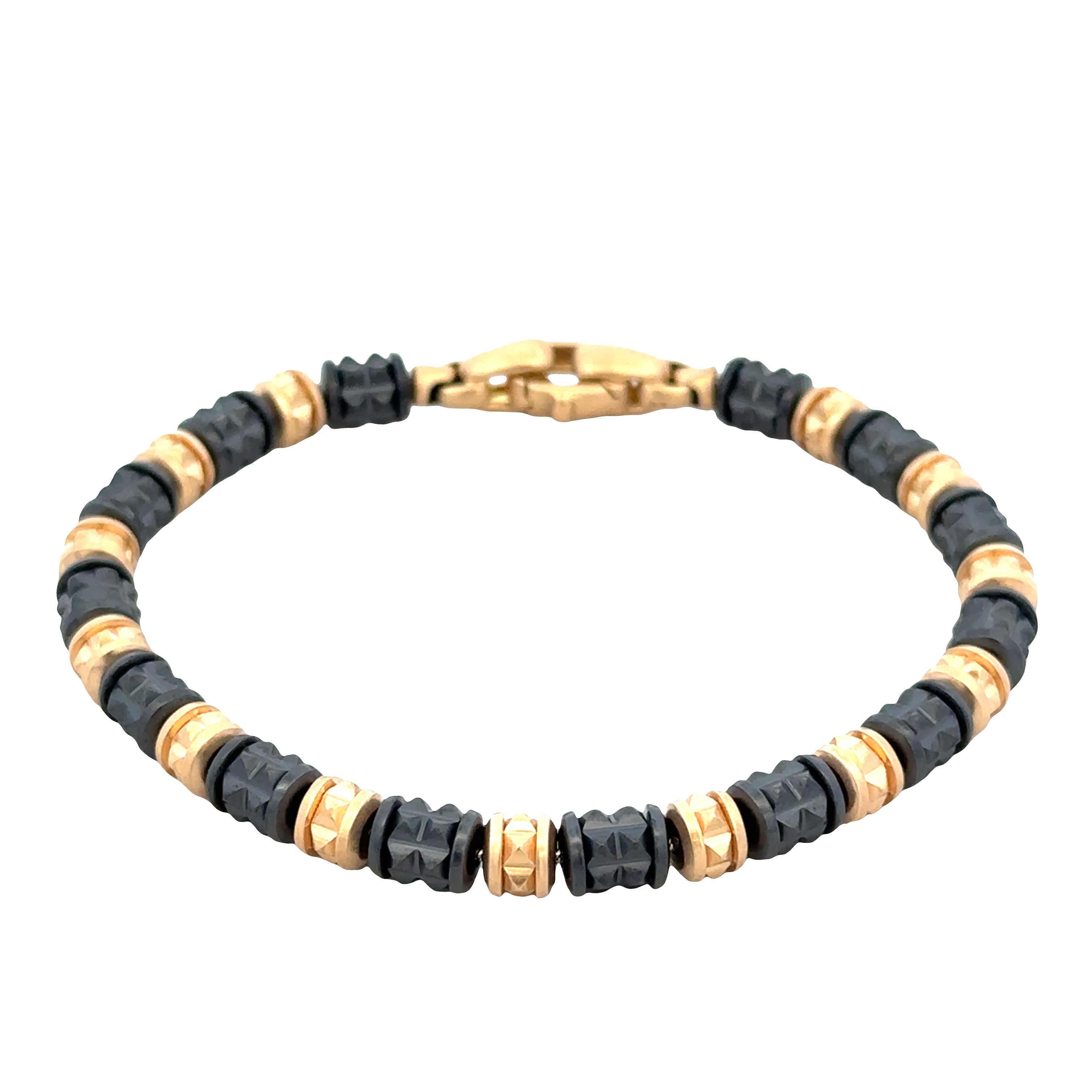 Estate David Yurman 18k Yellow Gold & Titanium Bead Bracelet – 7.5"