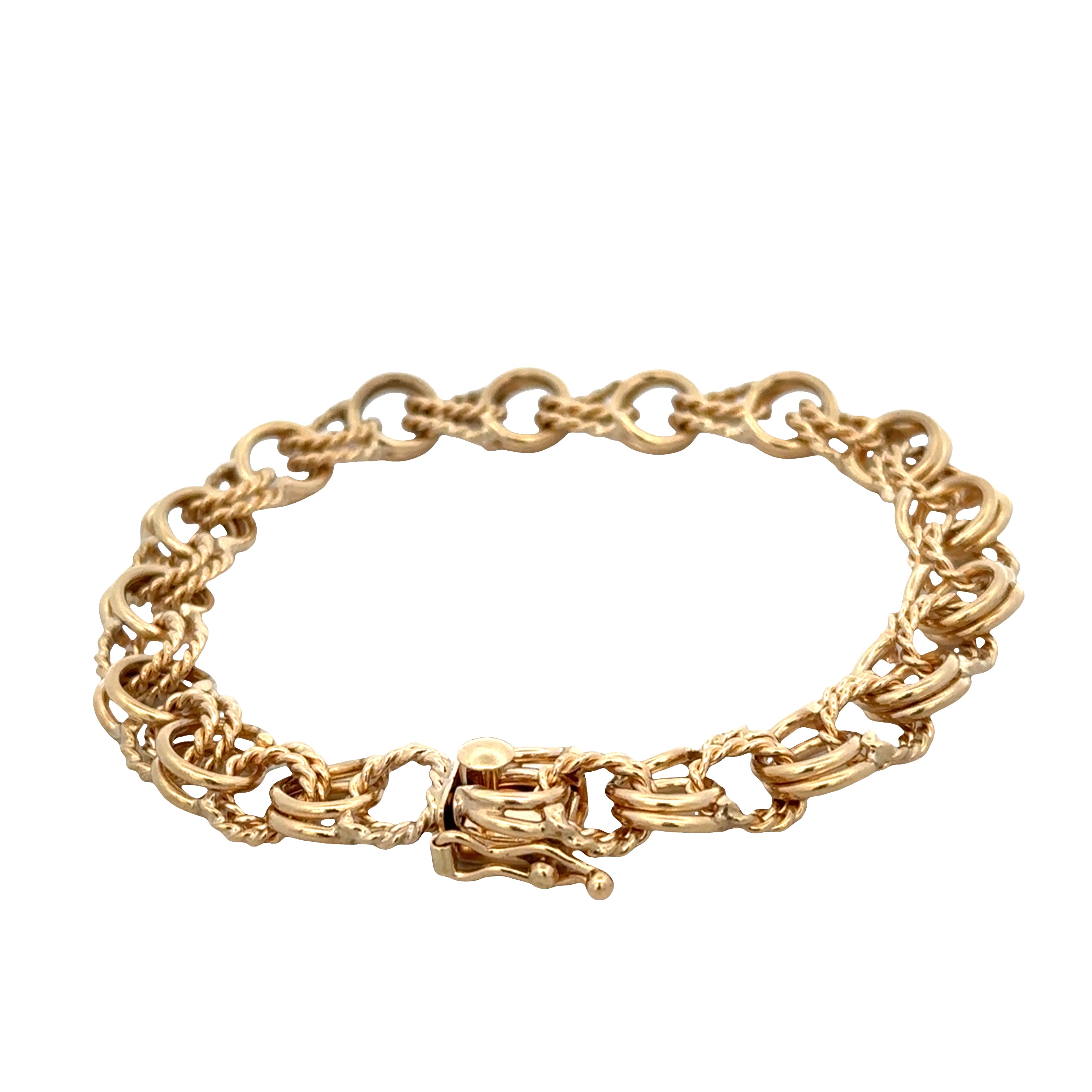 14k Yellow Gold Double Link Charm Bracelet – 7"