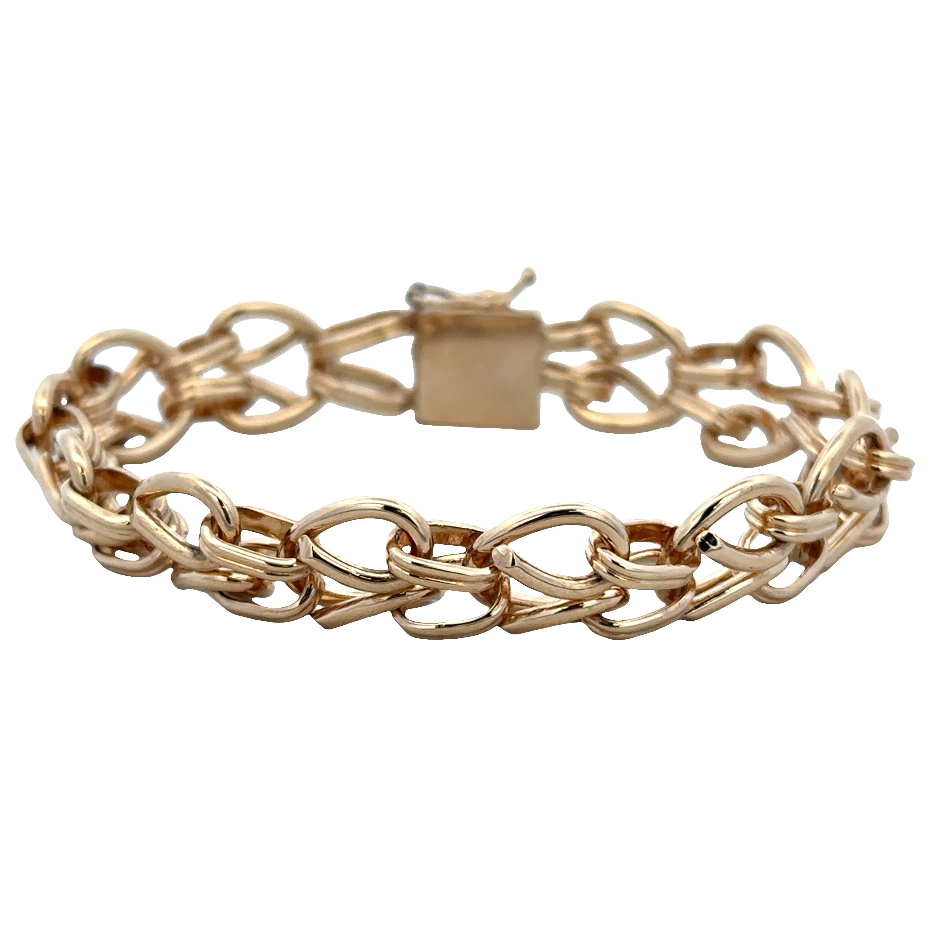 Vintage 14k Yellow Gold Pretzel Link Charm Bracelet – 7"