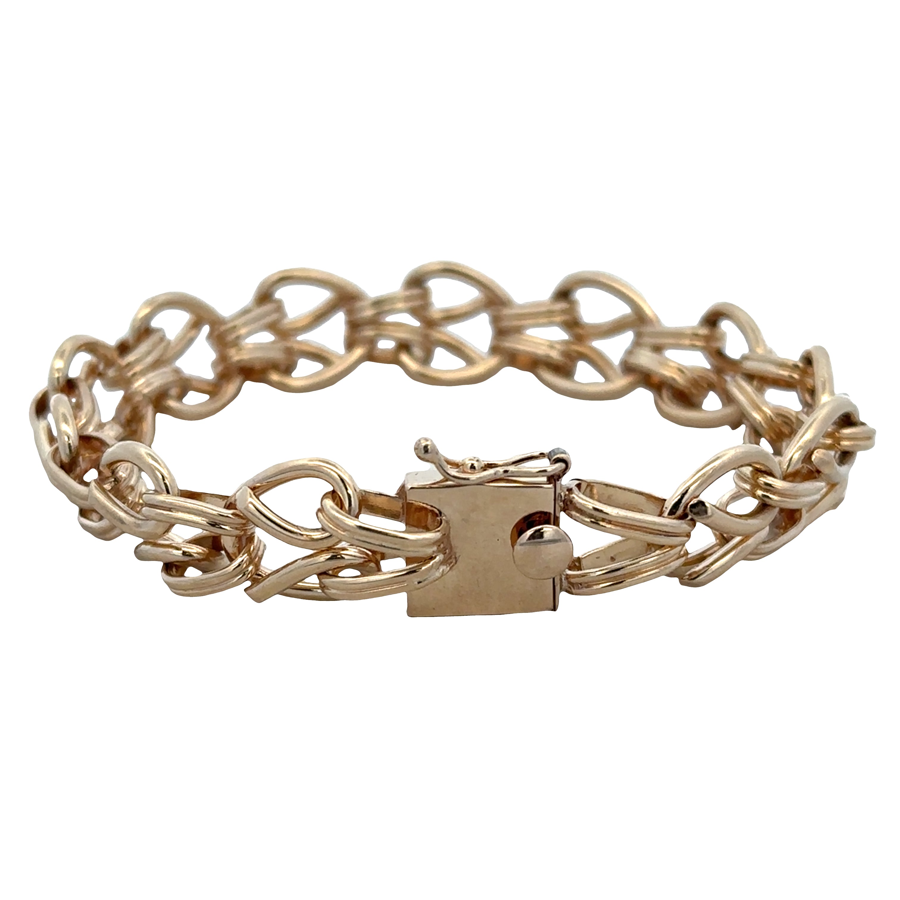 Vintage 14k Yellow Gold Pretzel Link Charm Bracelet – 7"