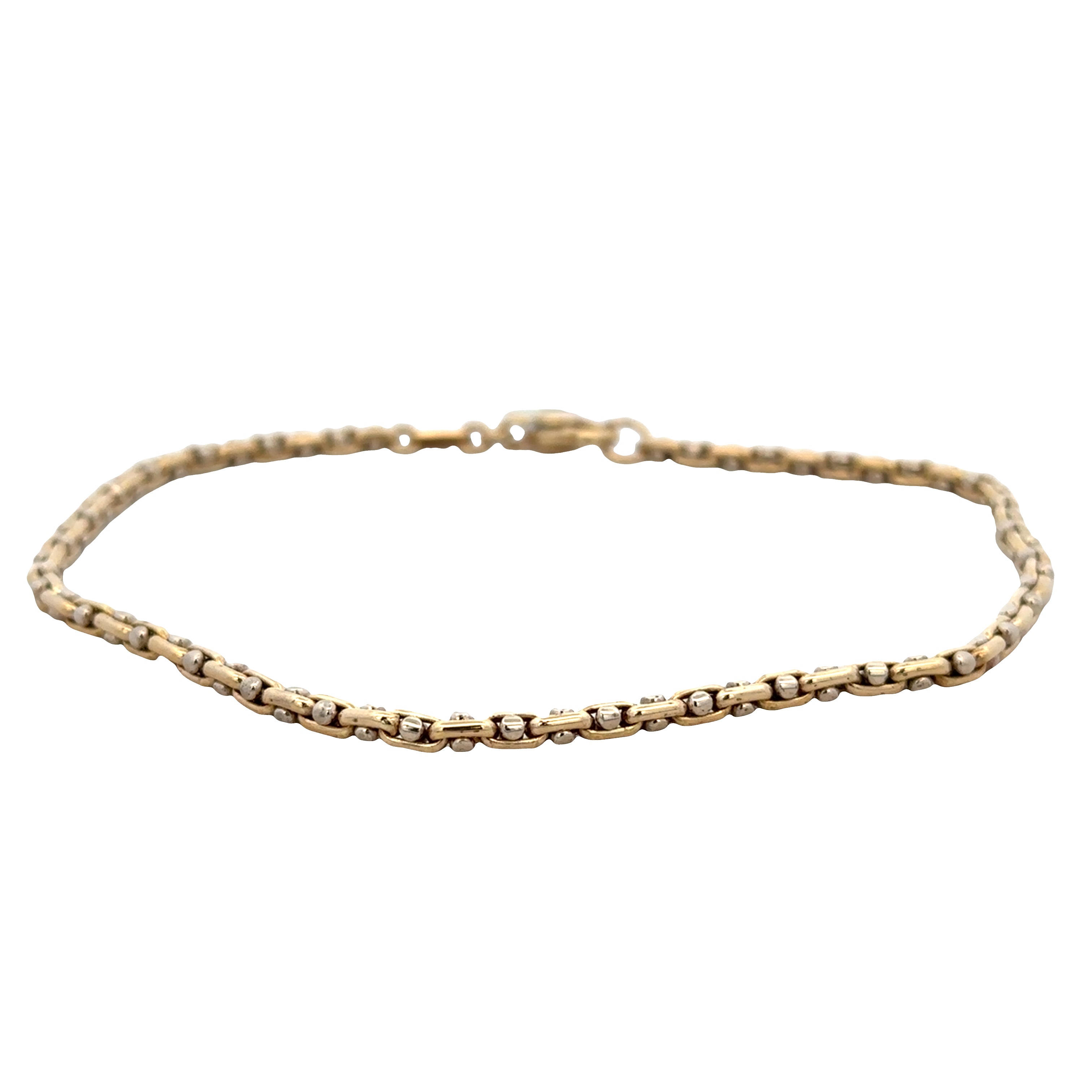 14k Yellow Gold Fancy Link Anklet – 9.5"