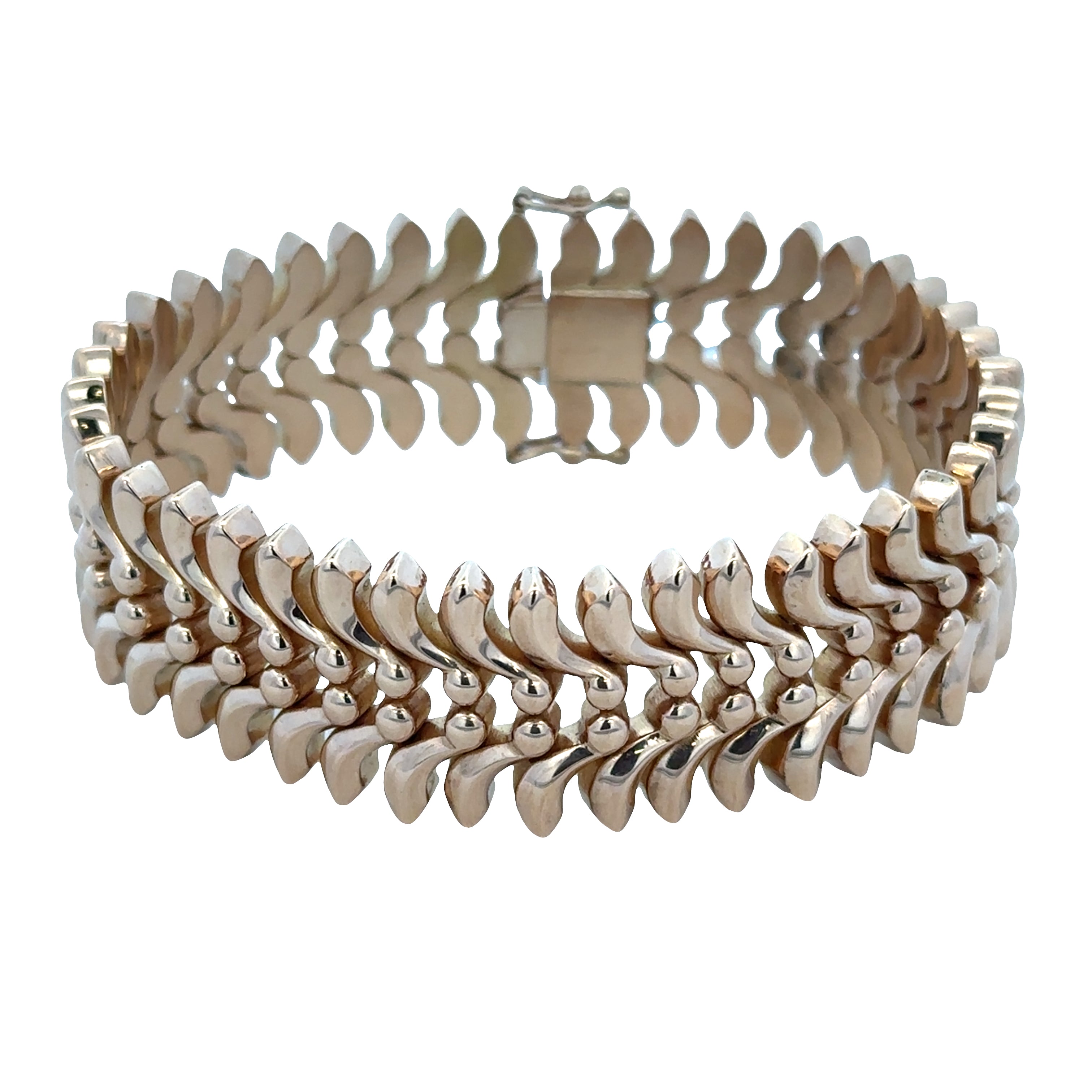 Vintage Retro 18k Rose Gold Statement Bracelet – Circa 1940s – 7.5"