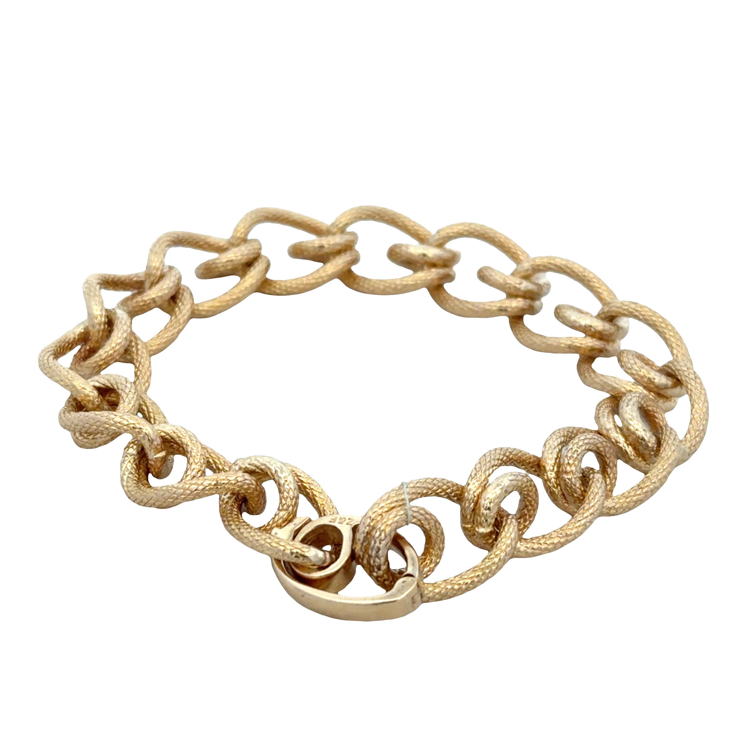14k Yellow Gold Textured Fancy Link Charm Bracelet – 7"