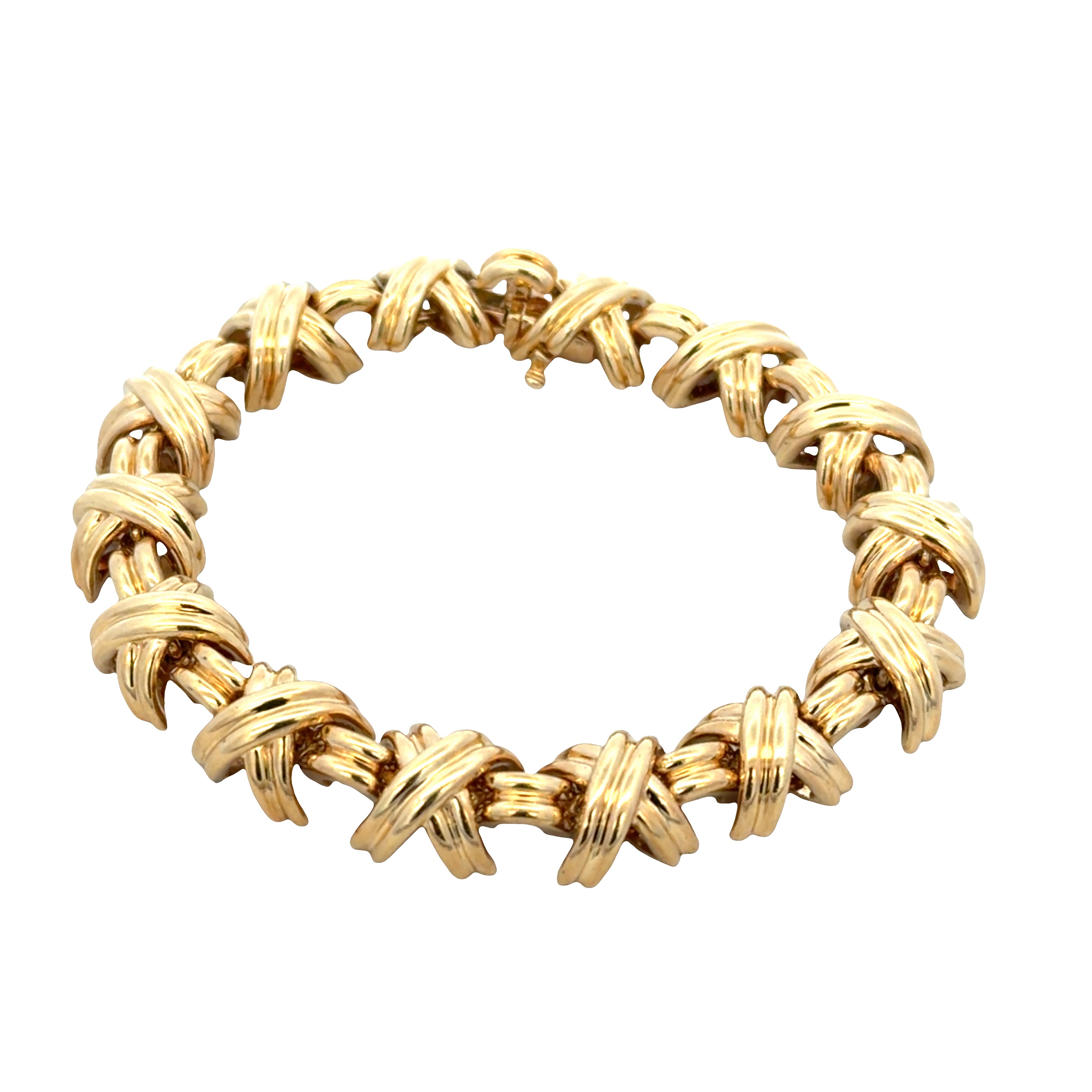 Estate Tiffany & Co. Signature X 18k Yellow Gold Bracelet – 7.25"