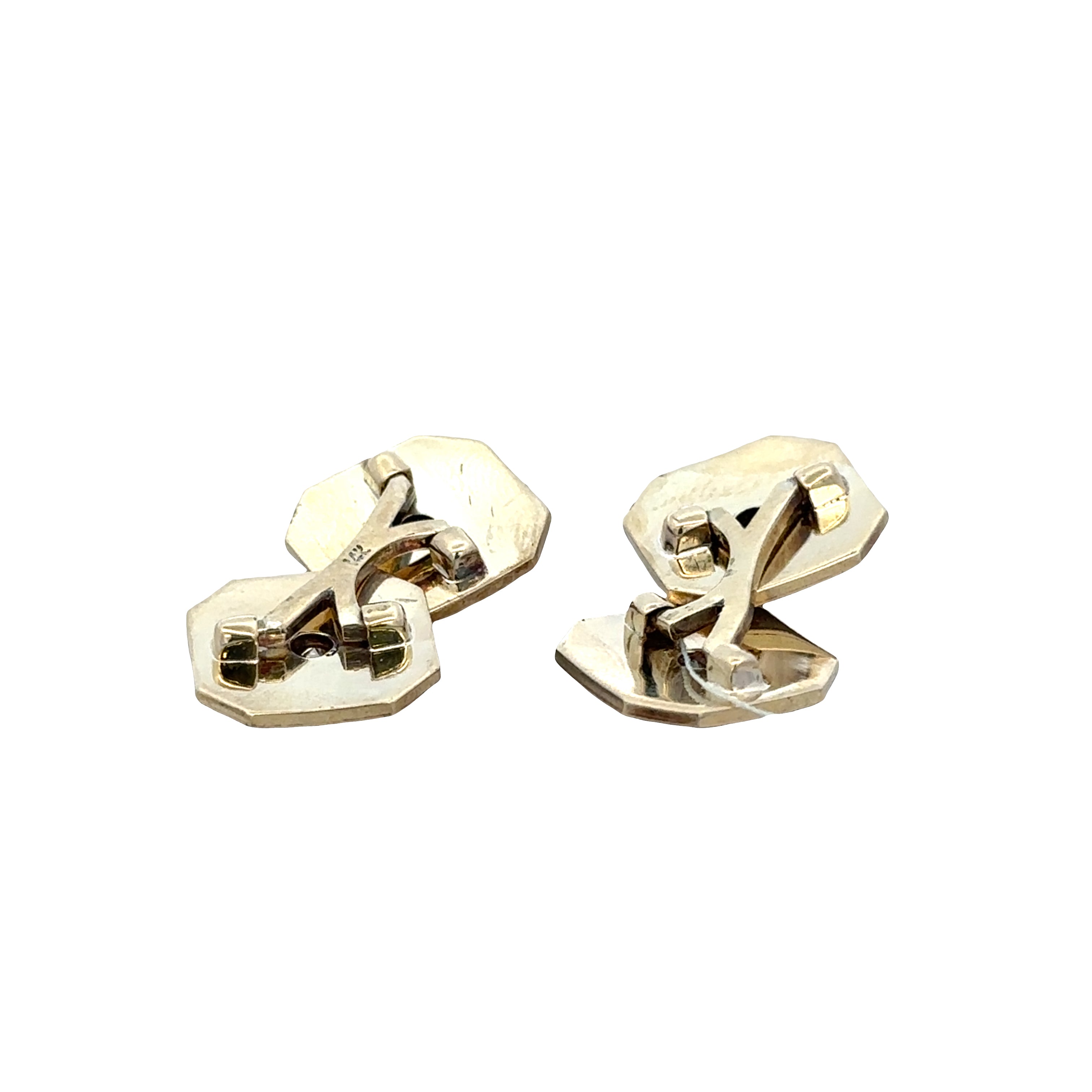 Vintage Art Deco 14k White & Yellow Gold Sapphire & Diamond Cuff Links