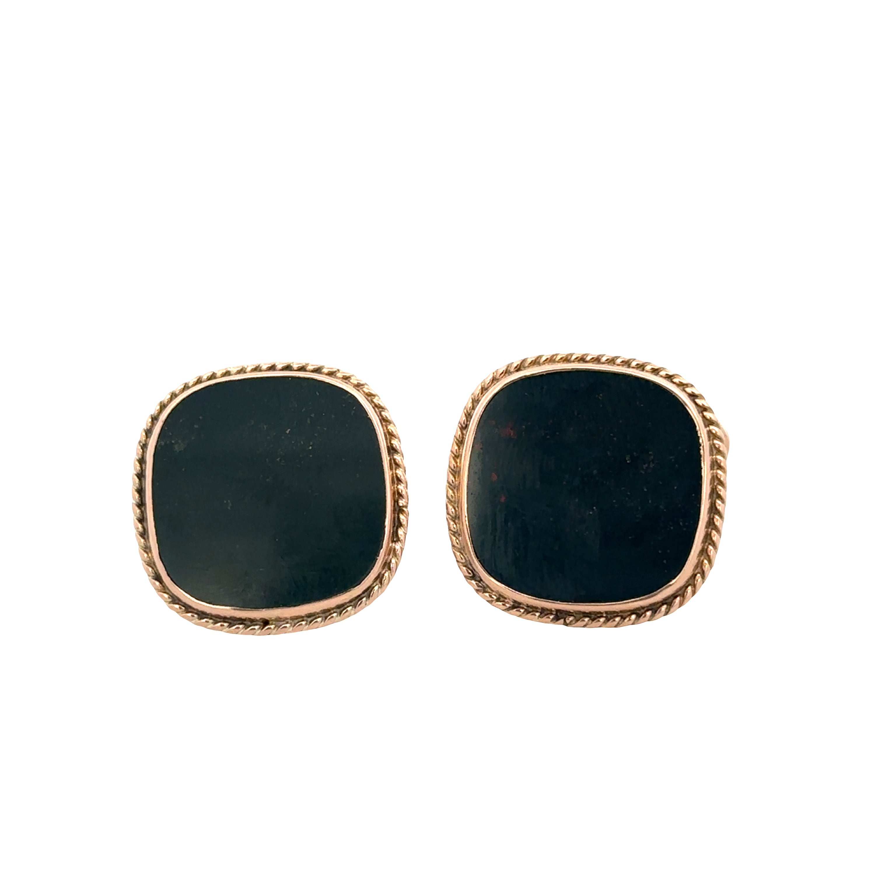 Vintage 14k Rose Gold Bloodstone Cuff Links