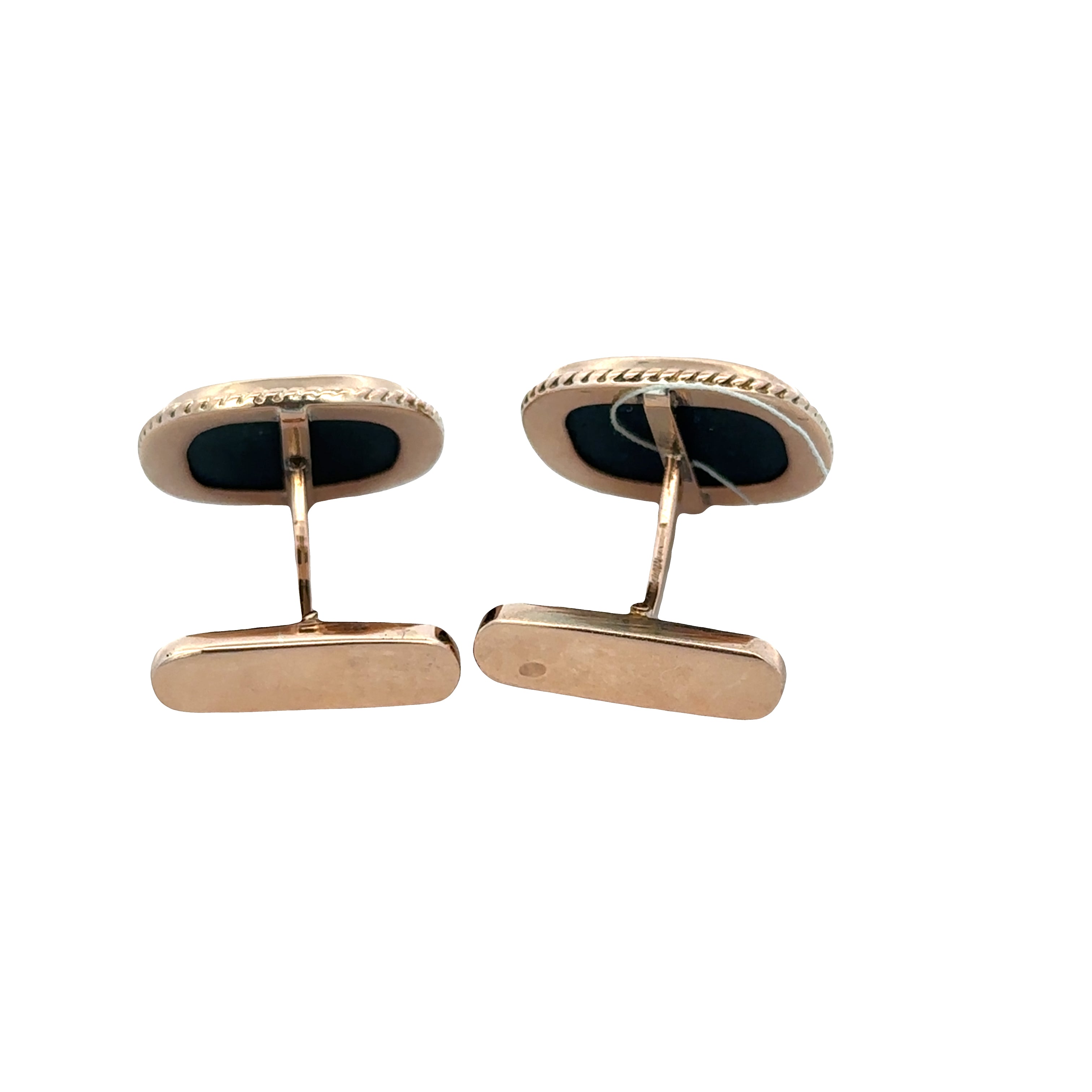 Vintage 14k Rose Gold Bloodstone Cuff Links