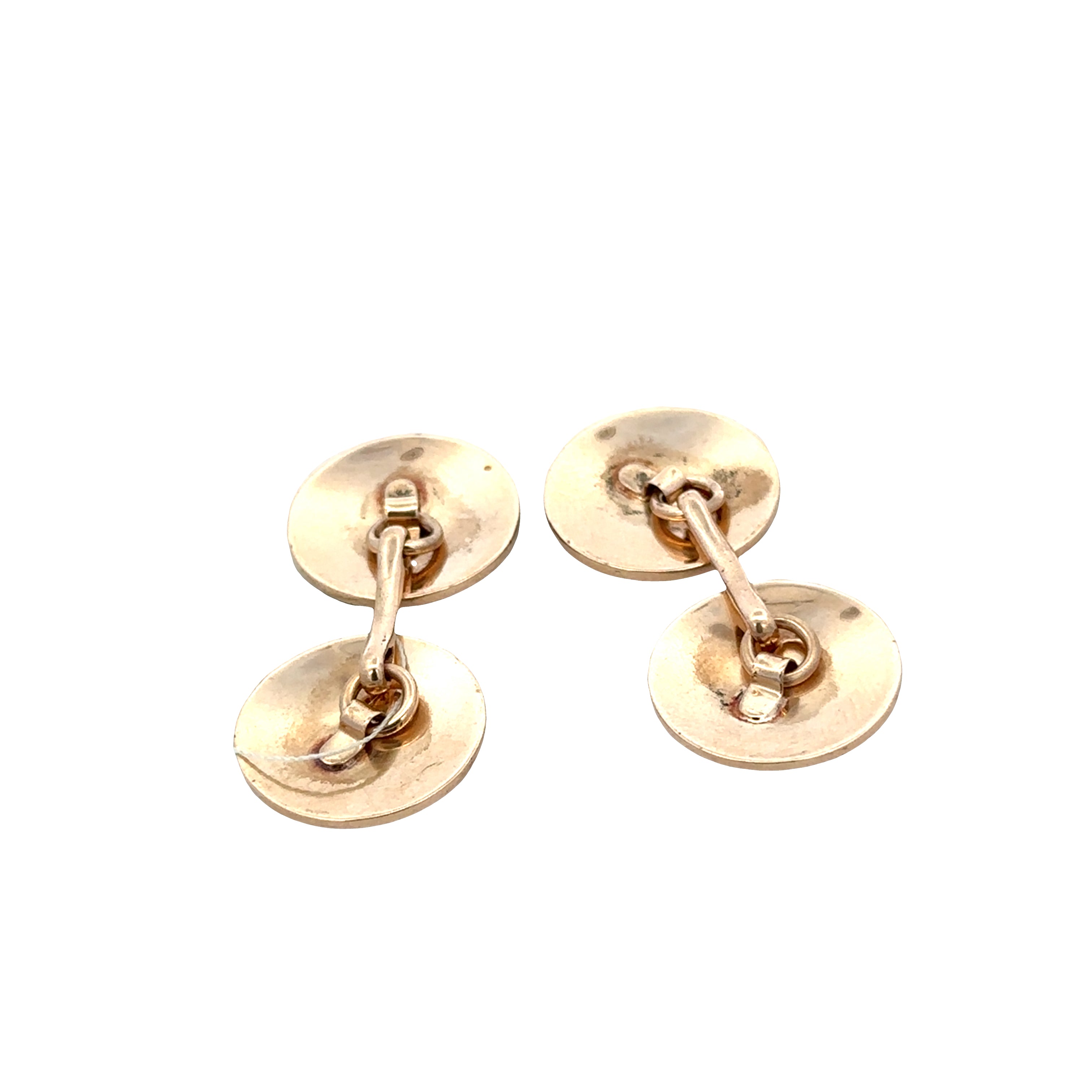 Antique Art Deco 14k Yellow Gold Guilloché Enamel Cuff Links Circa 1920s