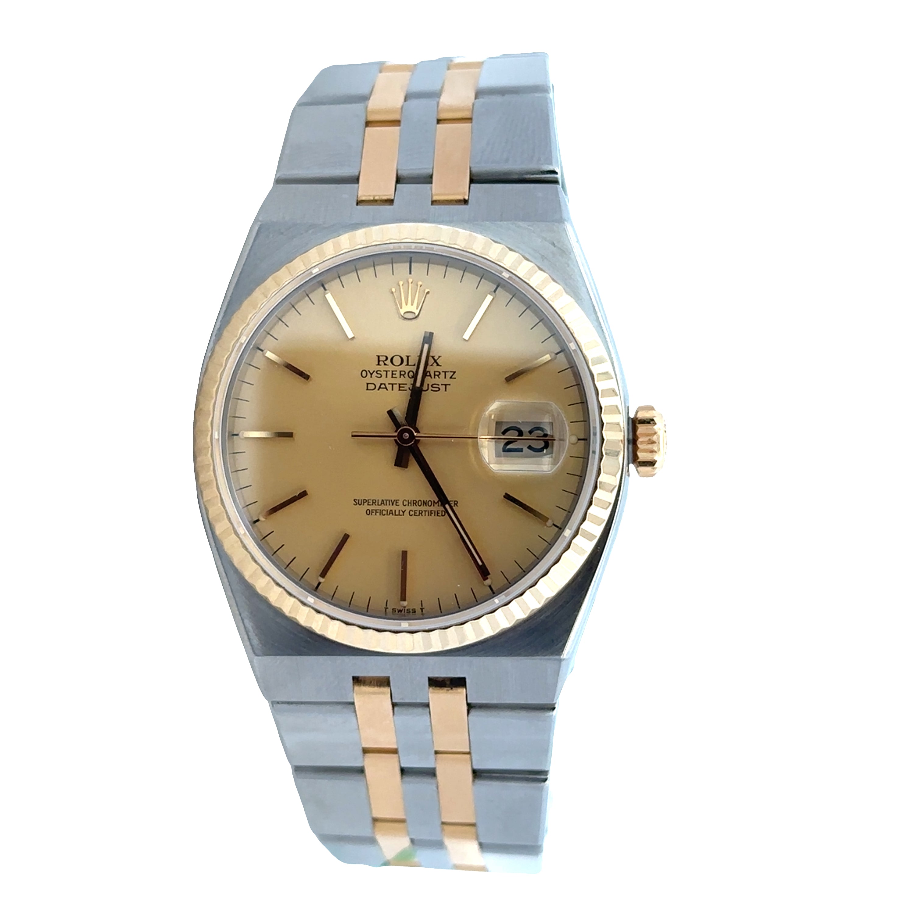 Pre-Owned Vintage Rolex Oysterquartz Datejust Stainless Steel & 14k Yellow Gold Wristwatch – Ref. 17013