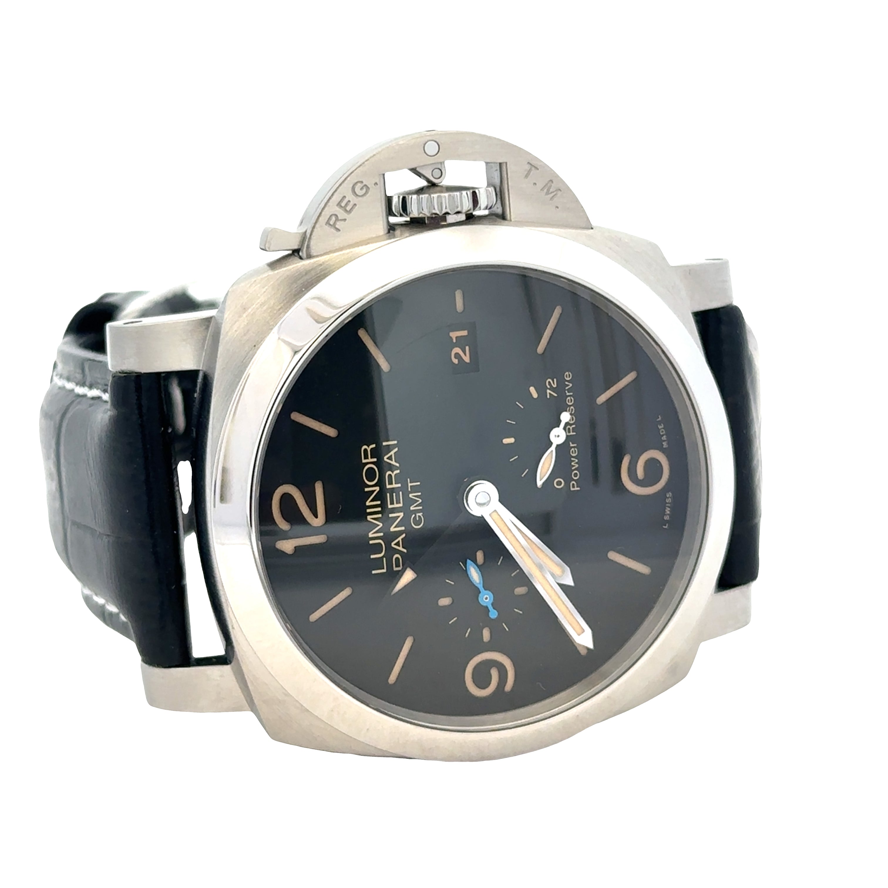 Pre Owned Panerai Luminor 1950 GMT Ref. PAM01321 Stainless Steel Automatic Watch with Box & Card
