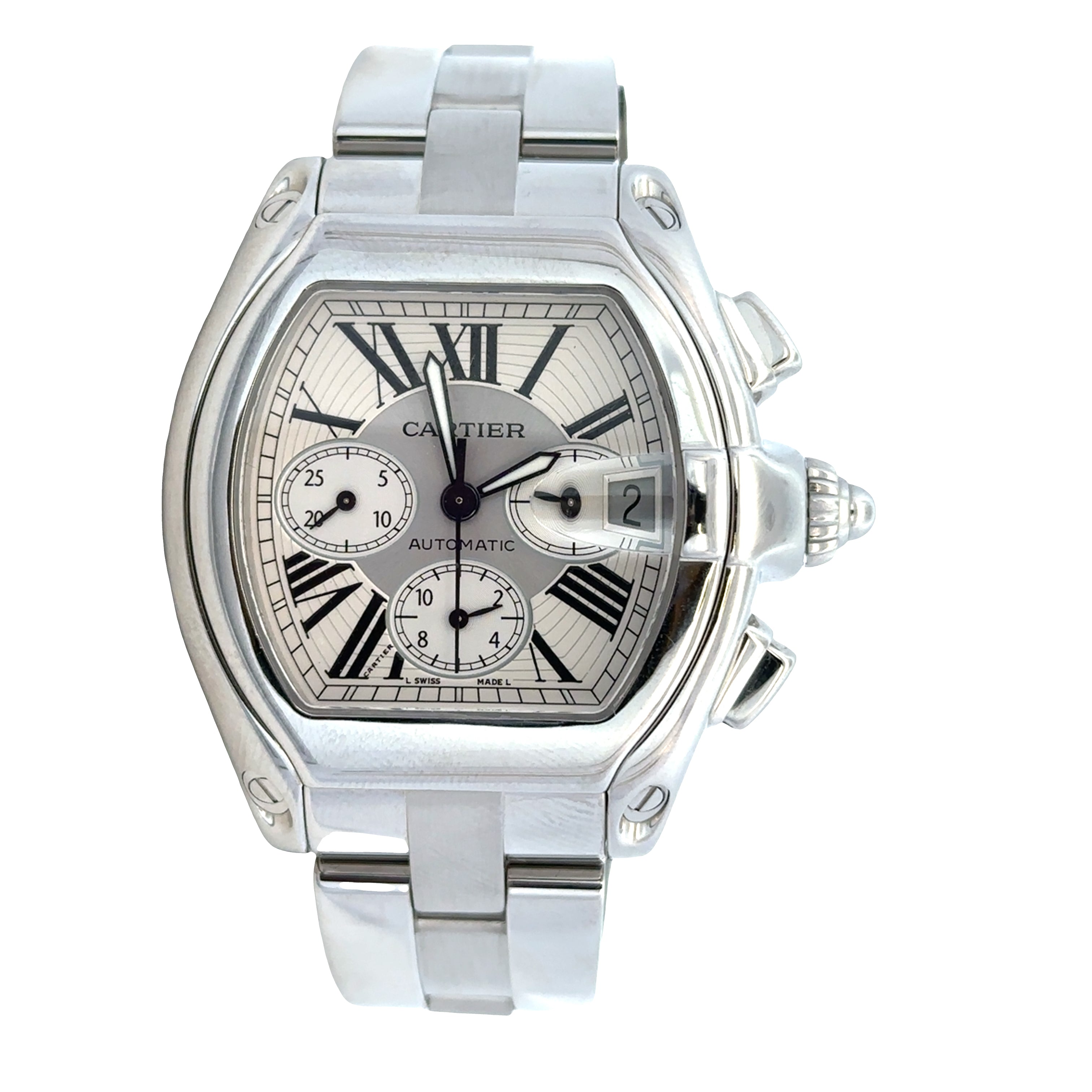 Pre-Owned Cartier Roadster Chronograph Wristwatch – Stainless Steel – 40 x 47mm – Ref. 2618