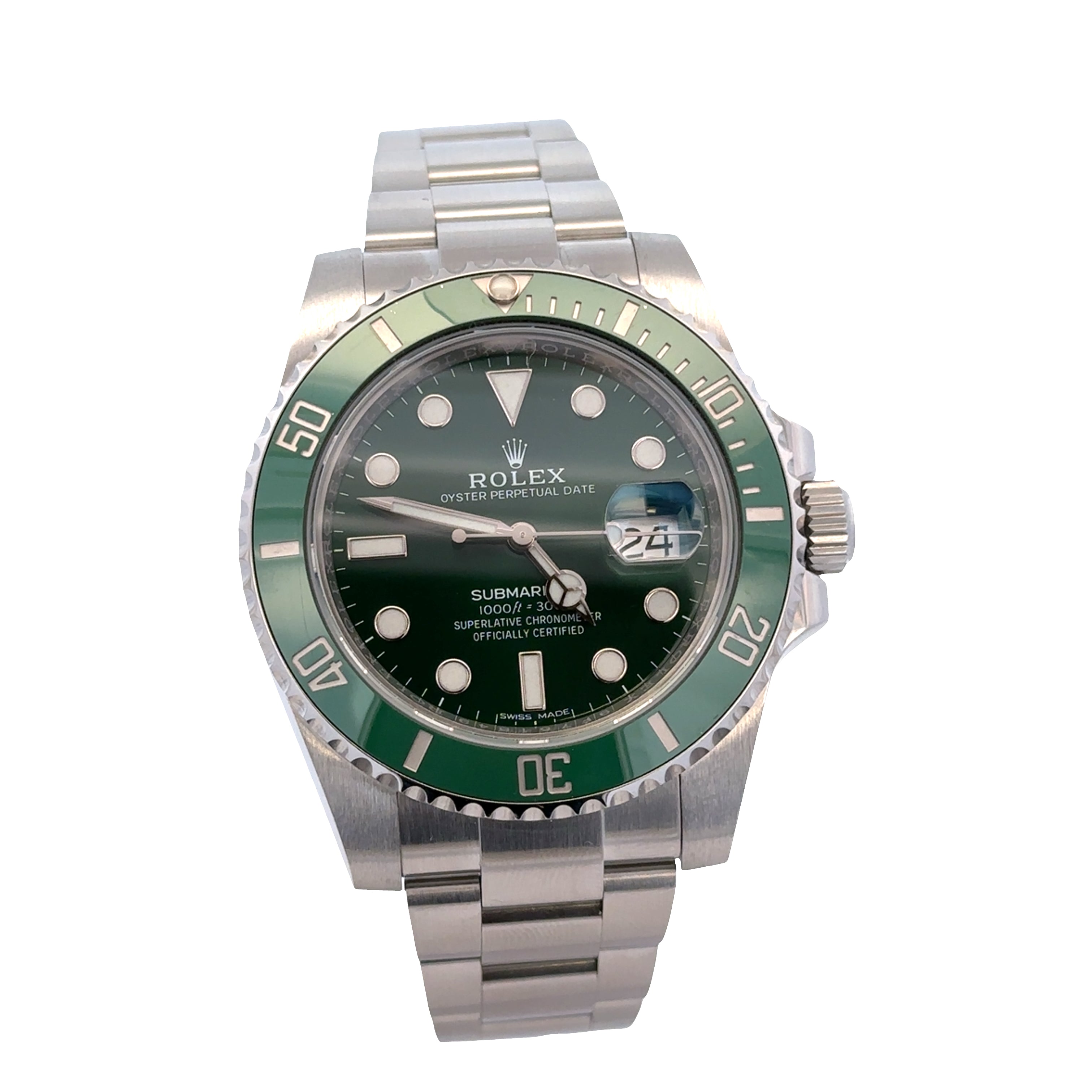 Pre-Owned Retired  Rolex Submariner "Hulk" Automatic Wristwatch – Stainless Steel – 40mm – Green Dial – Ref. 116610LV
