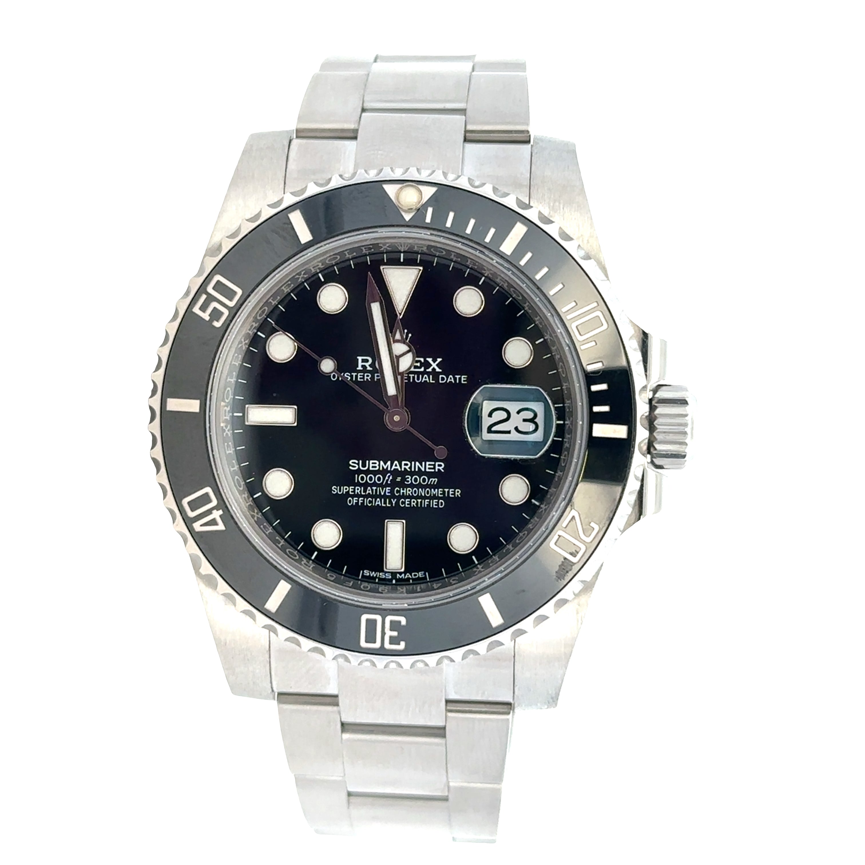 Pre Owned Rolex Submariner Date Ref. 116610LN Stainless Steel Automatic Watch with Box & Card