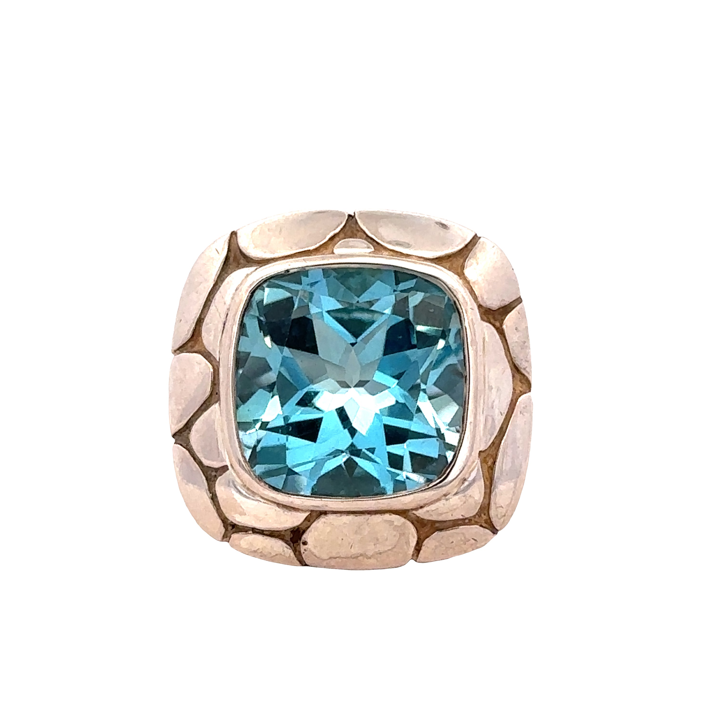 Estate John Hardy Sterling Silver Blue Topaz Statement Ring – Size 6
