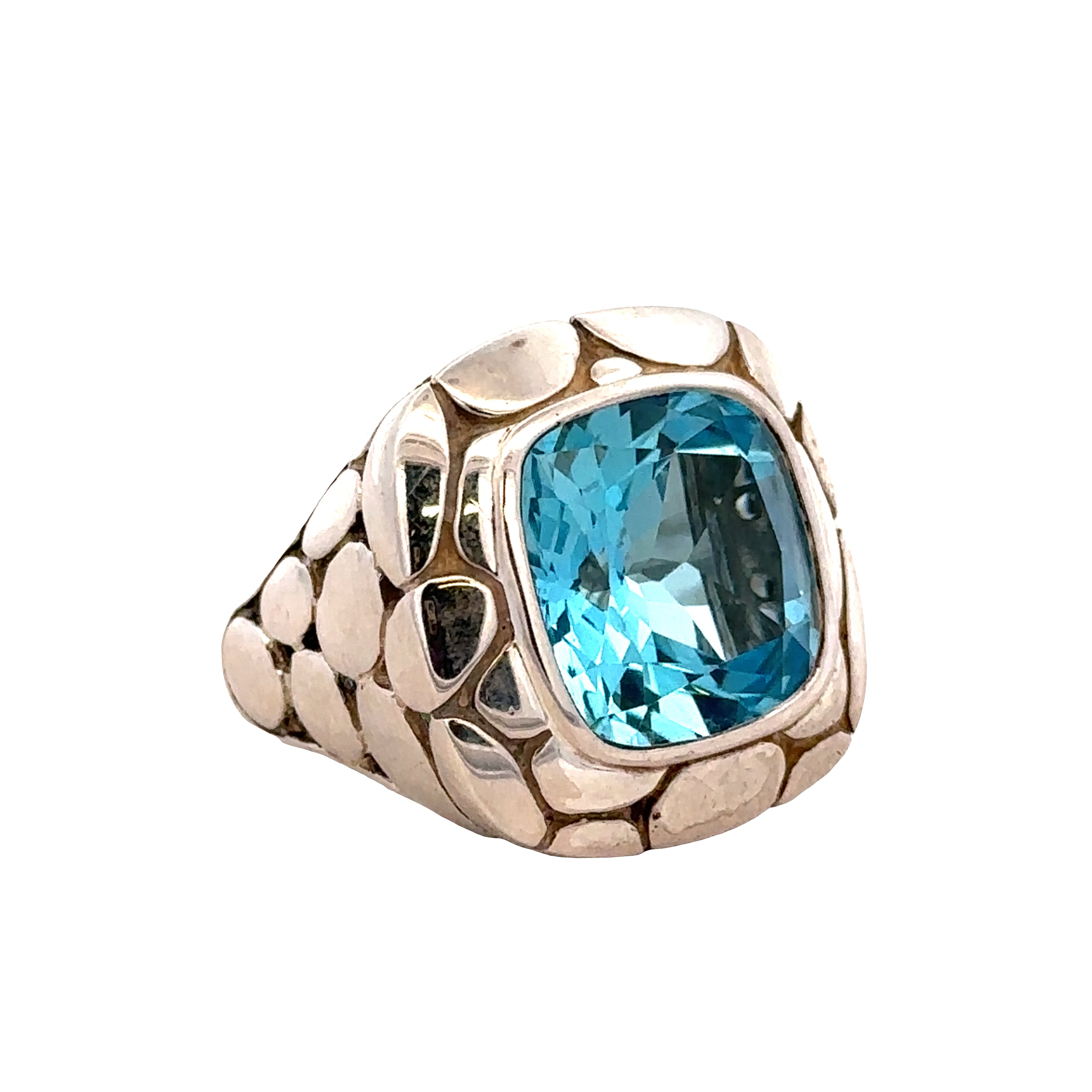 Estate John Hardy Sterling Silver Blue Topaz Statement Ring – Size 6