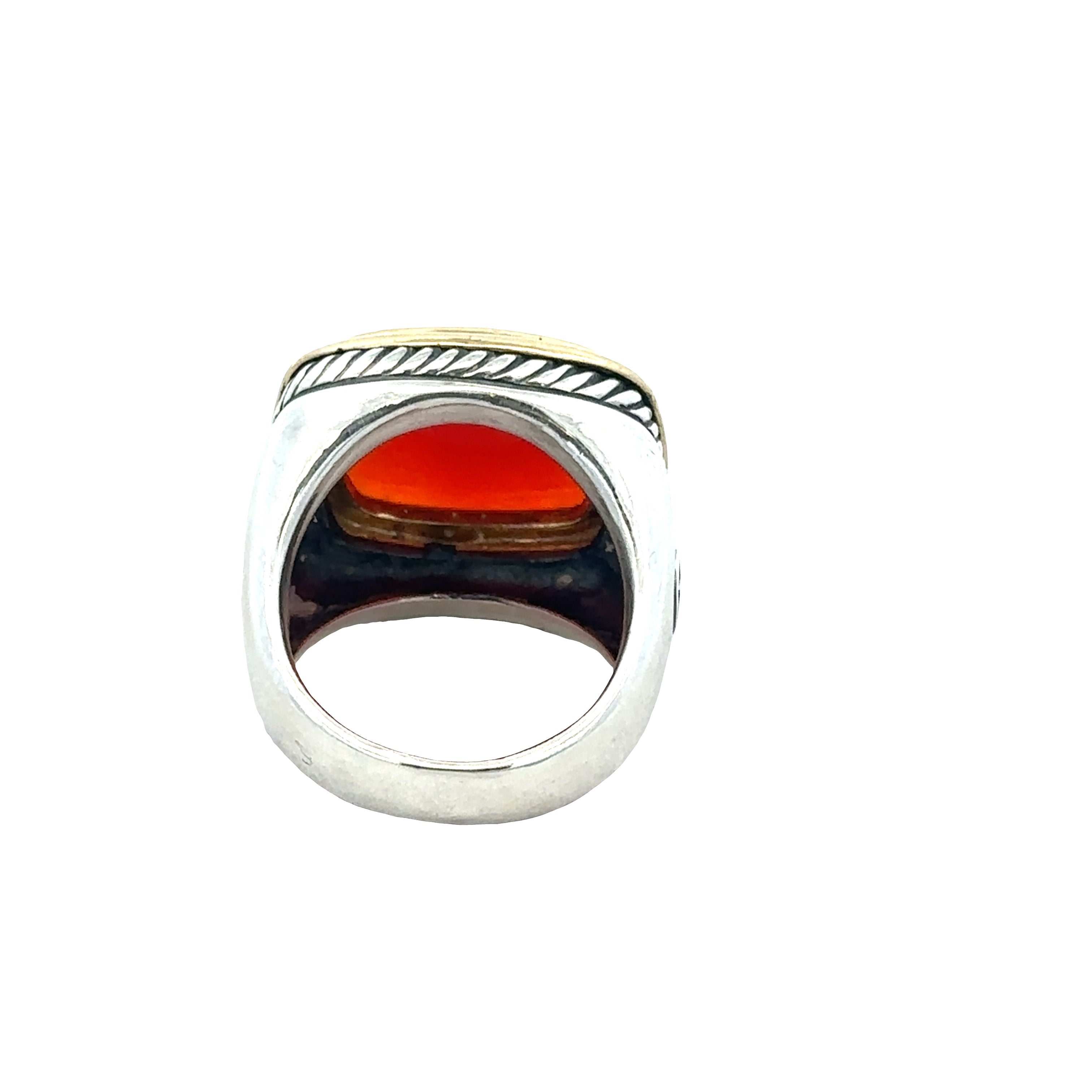 Estate David Yurman Sterling Silver & 18k Yellow Gold Carnelian Ring – Size 6