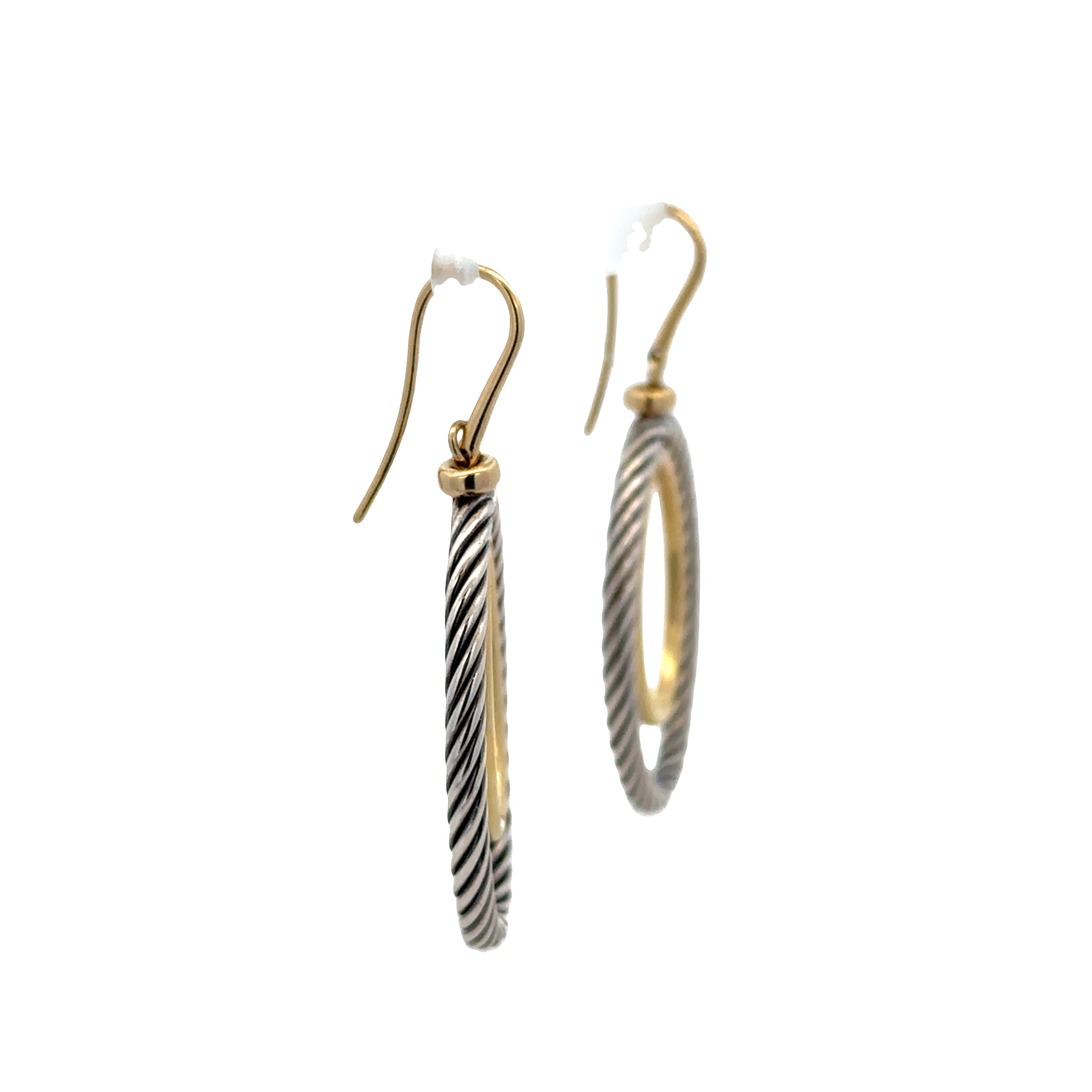 Estate Sterling Silver & 18k Yellow Gold Mobile Drop Earrings